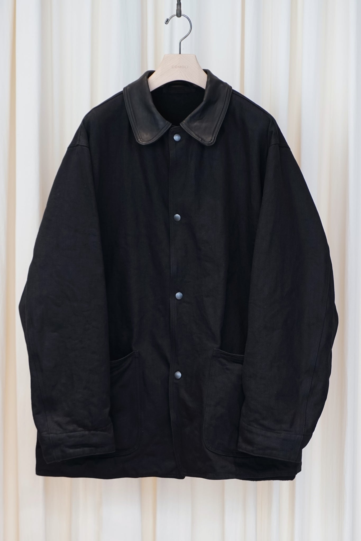 COMOLI "Denim/Leather Work Jacket / BLACK"