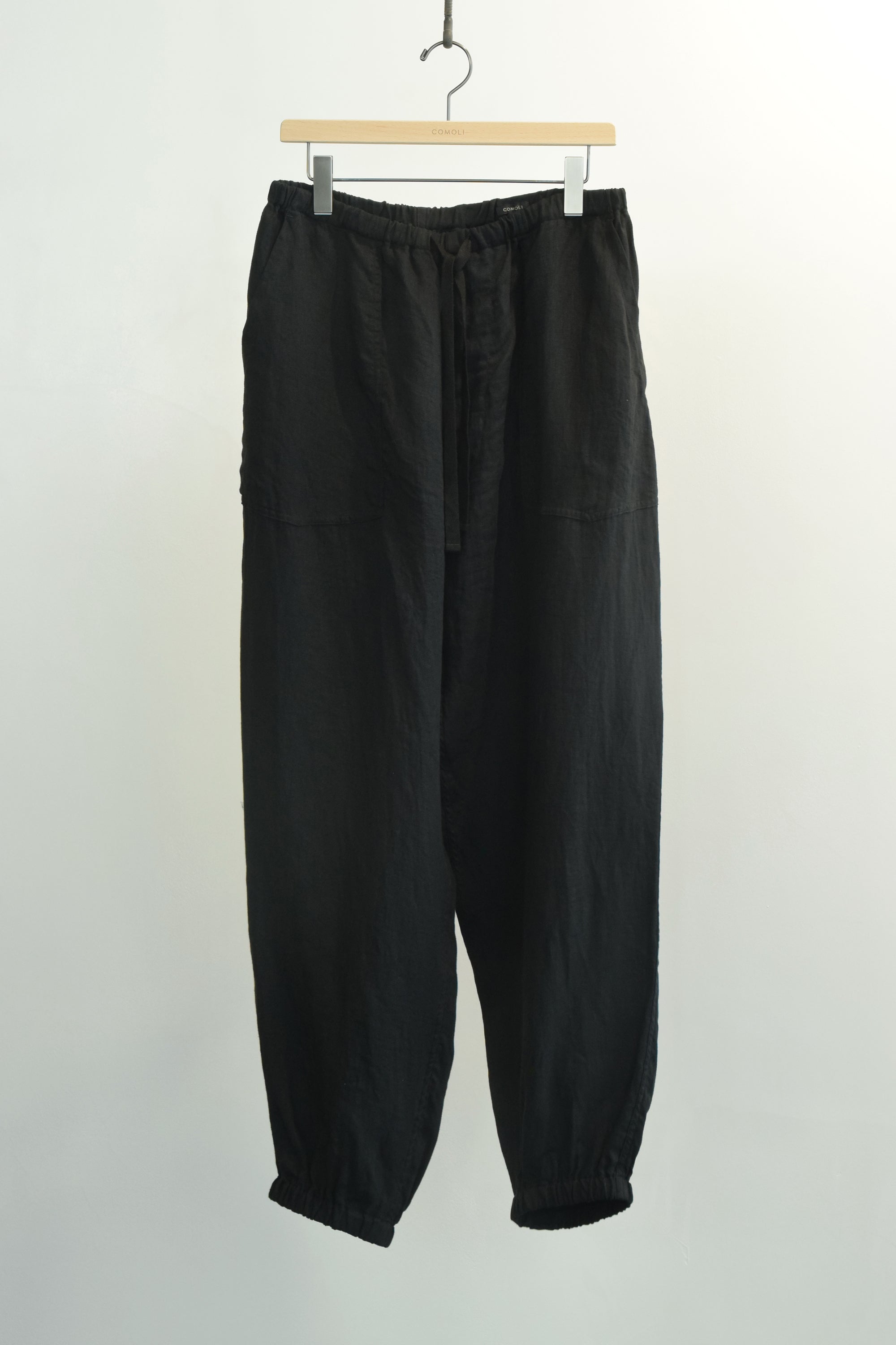 COMOLI 22SS リネンドローストリングパンツ BLACK 2 M COMOLI 
