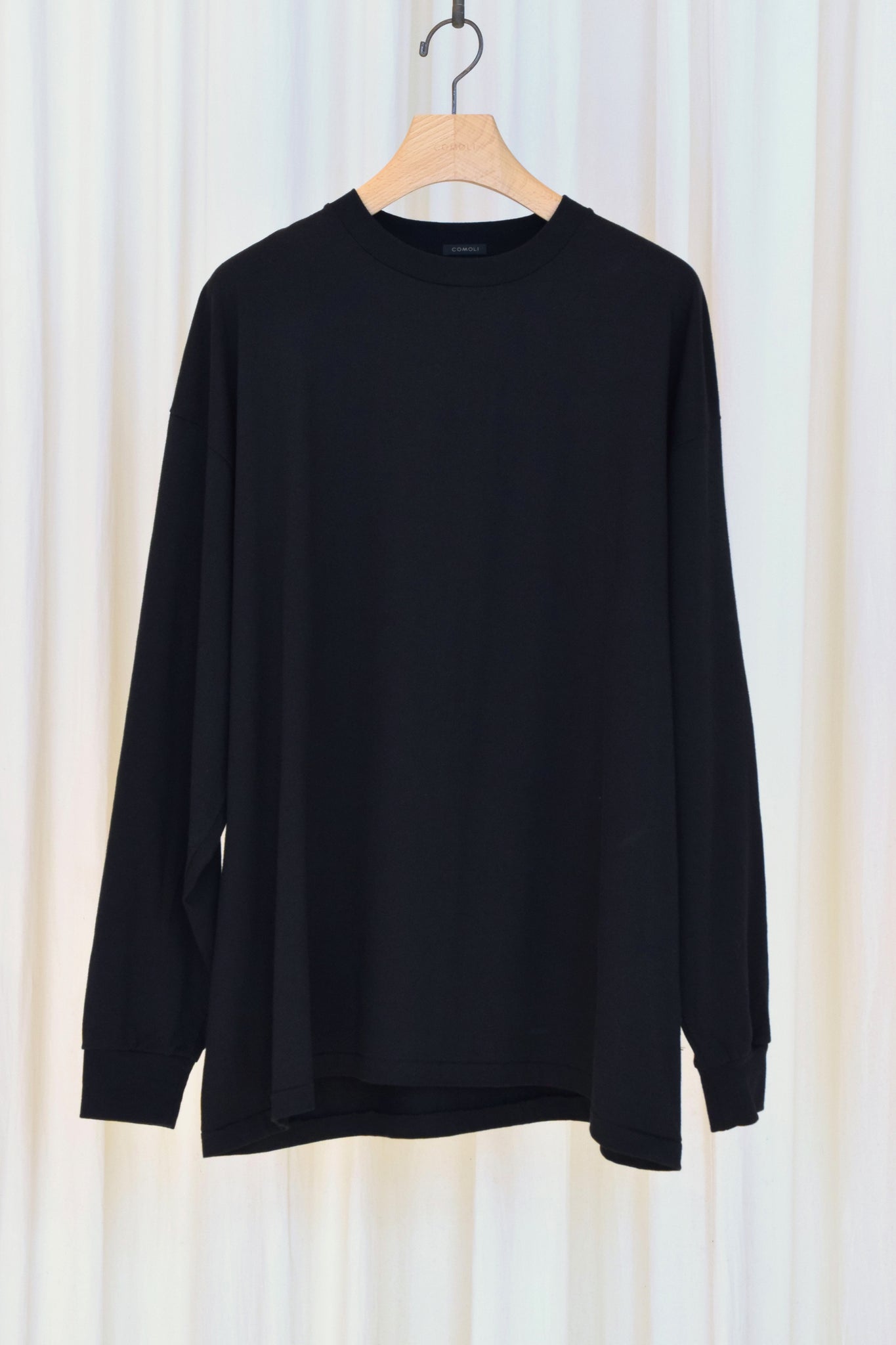 COMOLI "Cotton jersey long sleeve T-shirt / BLACK"