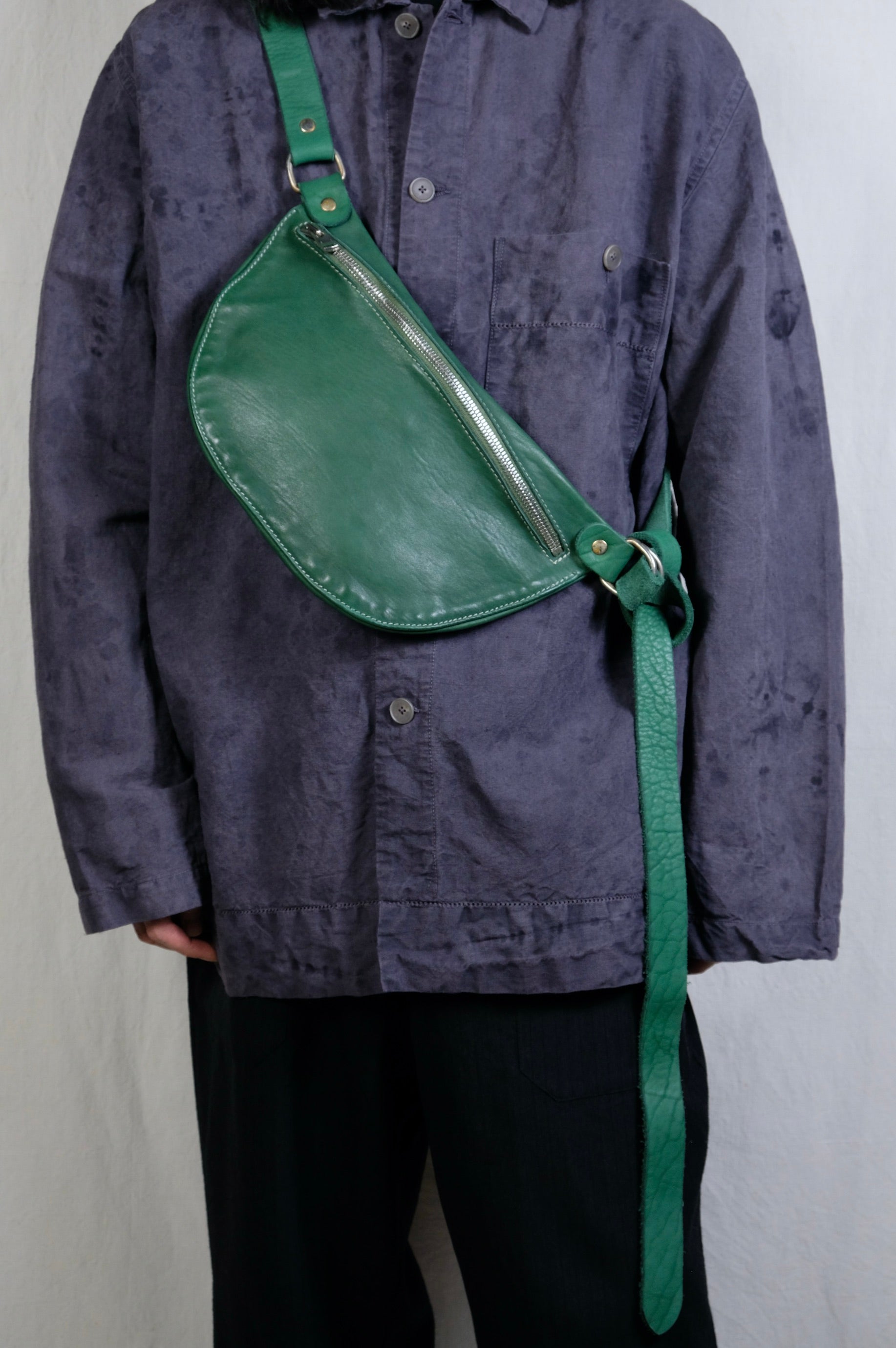 【正規店出品】GUIDI HORSE FULL GRAIN LEATHER BELT BAG BLUE GUIDI Q90 CV55T Soft Horse Full Grain Leather Fold Over Belt