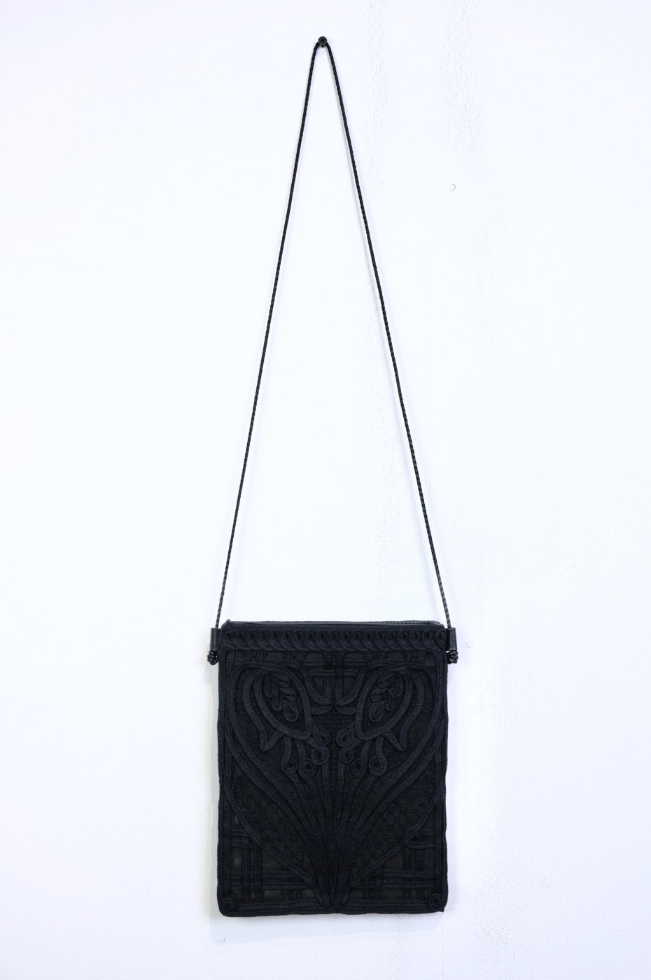 Mame Kurogouchi "CORDING EMBROIDERY POUCH WITH LEATHER STRAP"