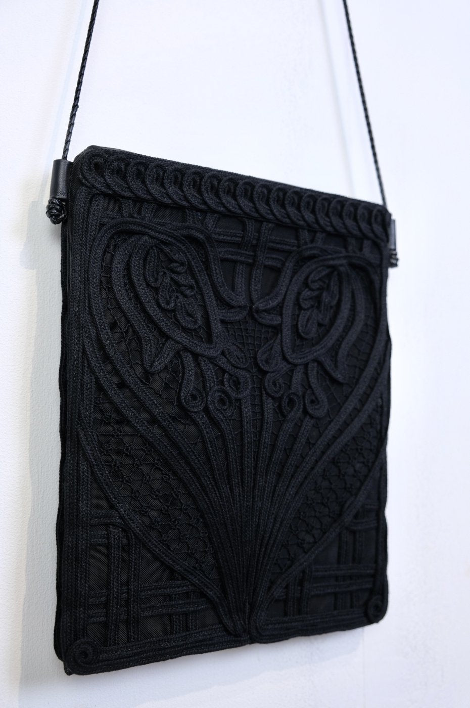 Mame Kurogouchi☆Cording Embroidery Pouch With Leather Strap Cording Embroidery Pouch With Leater Strap-コーデイング