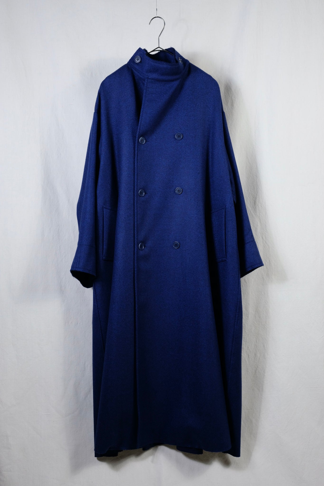 Gabriela Coll Garments "NO.65 LORO PIANA HEAVY WOOL OVERSIZED COAT / BLUE HERRINGBONE"