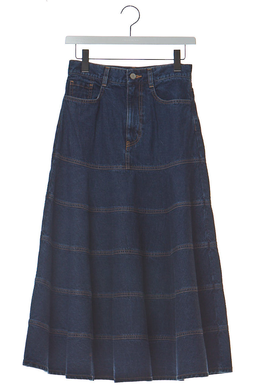 CURRENTAGE "DENIM FLARE SKIRT / INDIGO BLUE"