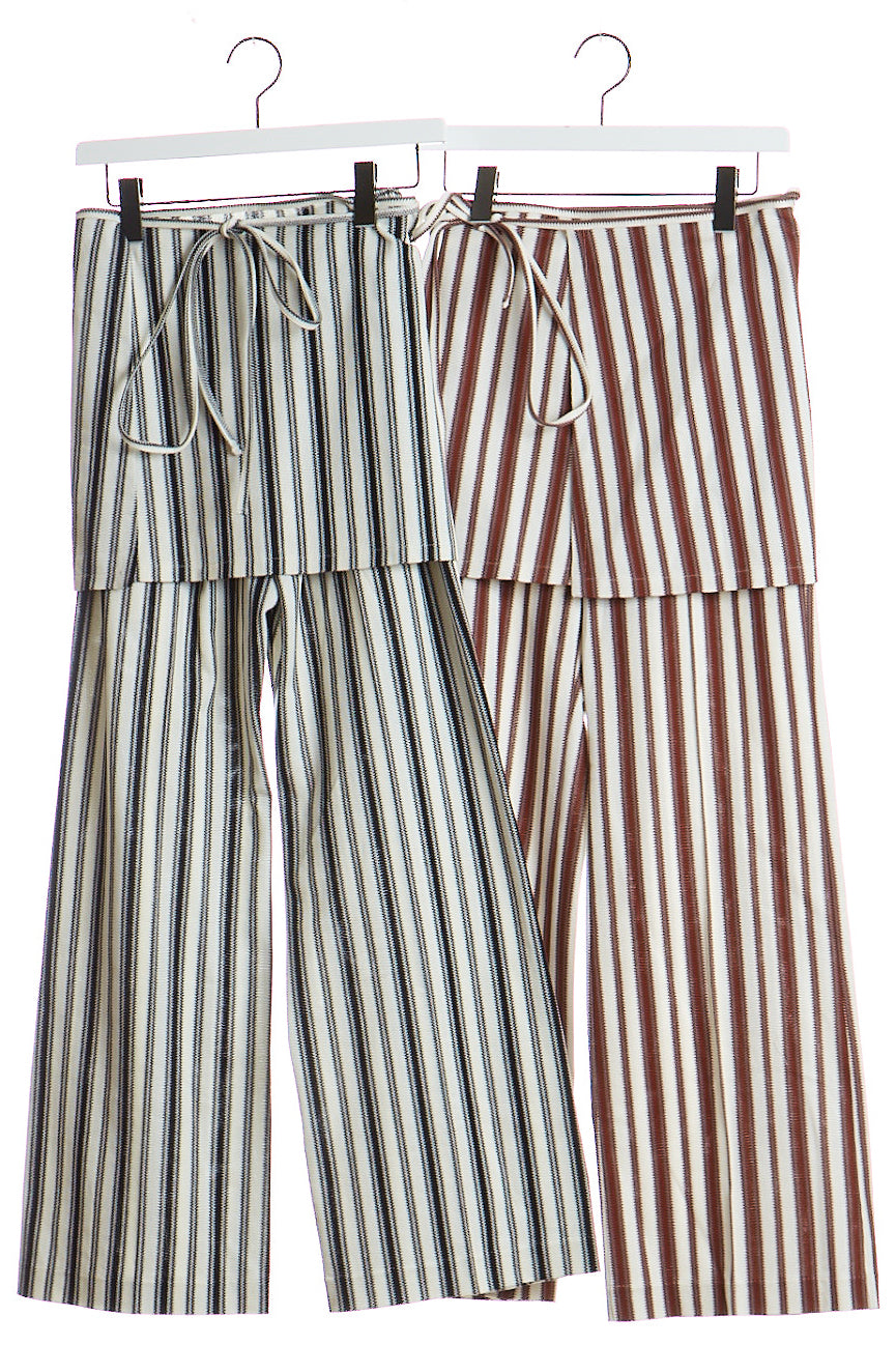 CURRENTAGE "RUSSELL STRIPES PANTS / WHITE × BROWN"
