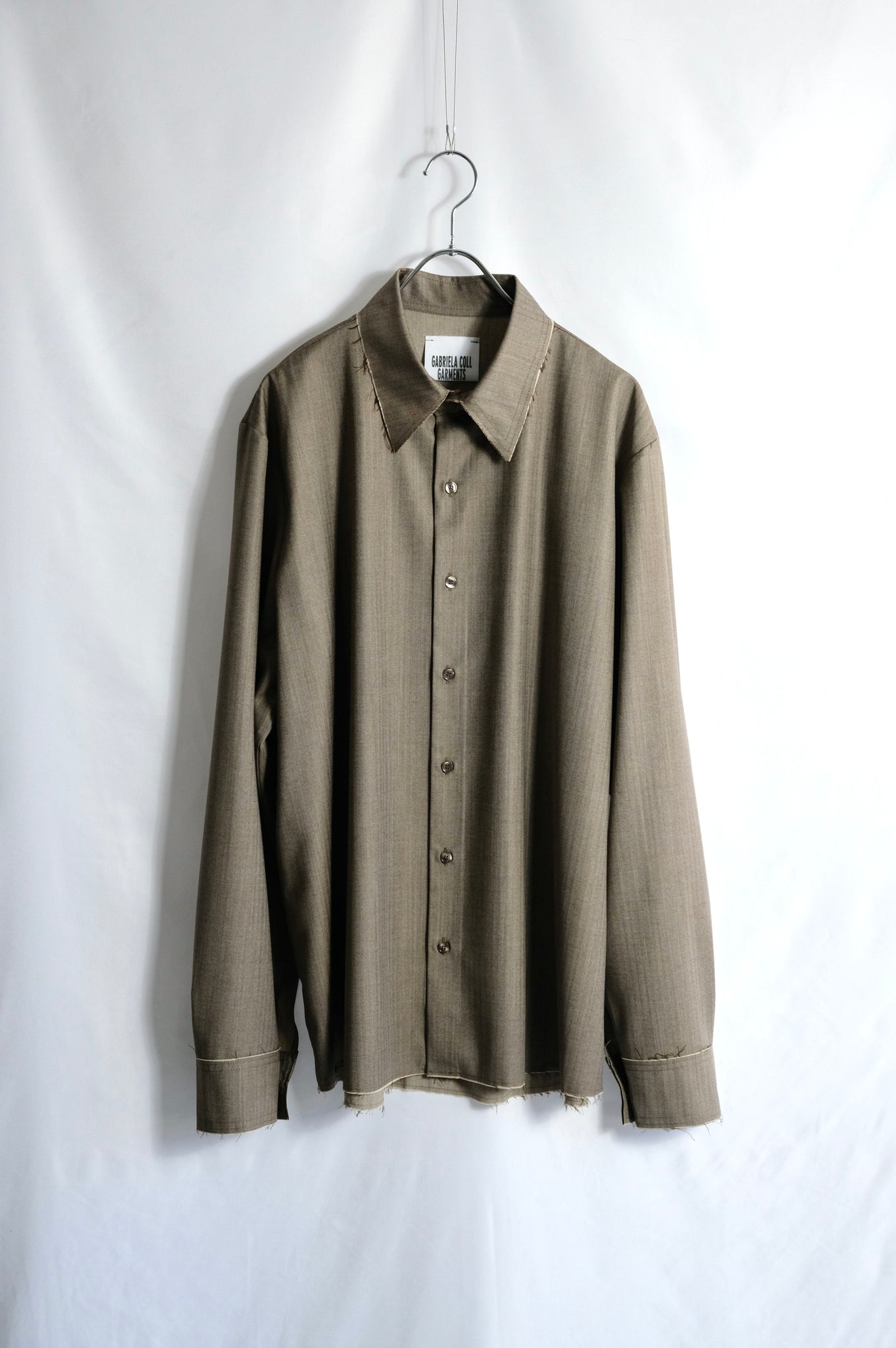 Gabriela Coll Garments "NO.197 FINE WOOL SHIRT (MEN'S) / BROWN HERRINGBONE" 