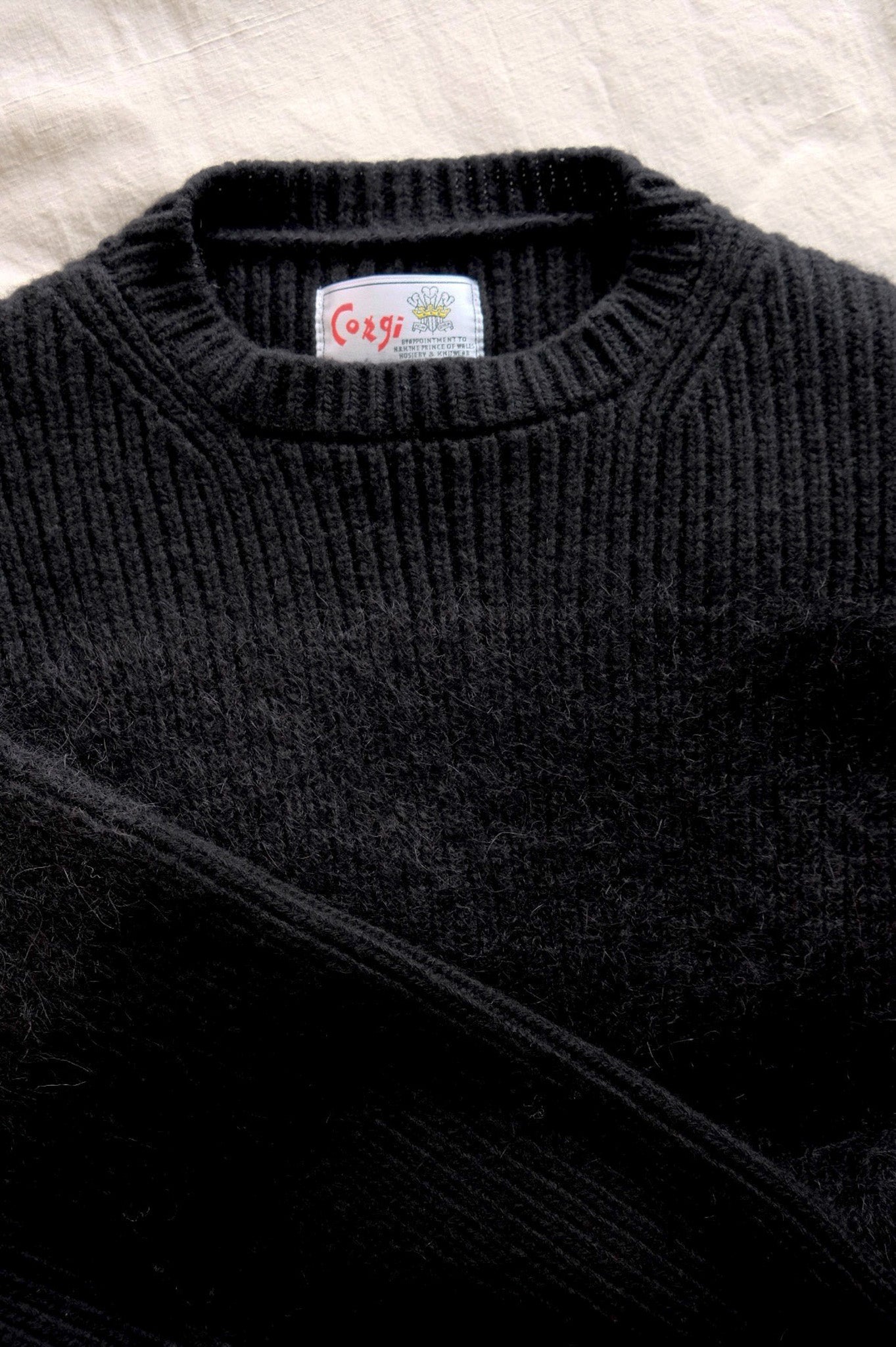 Corgi × LOCALERS  "RIBBED MOHAIR WOOL  6PLY PULLOVER / BLACK"