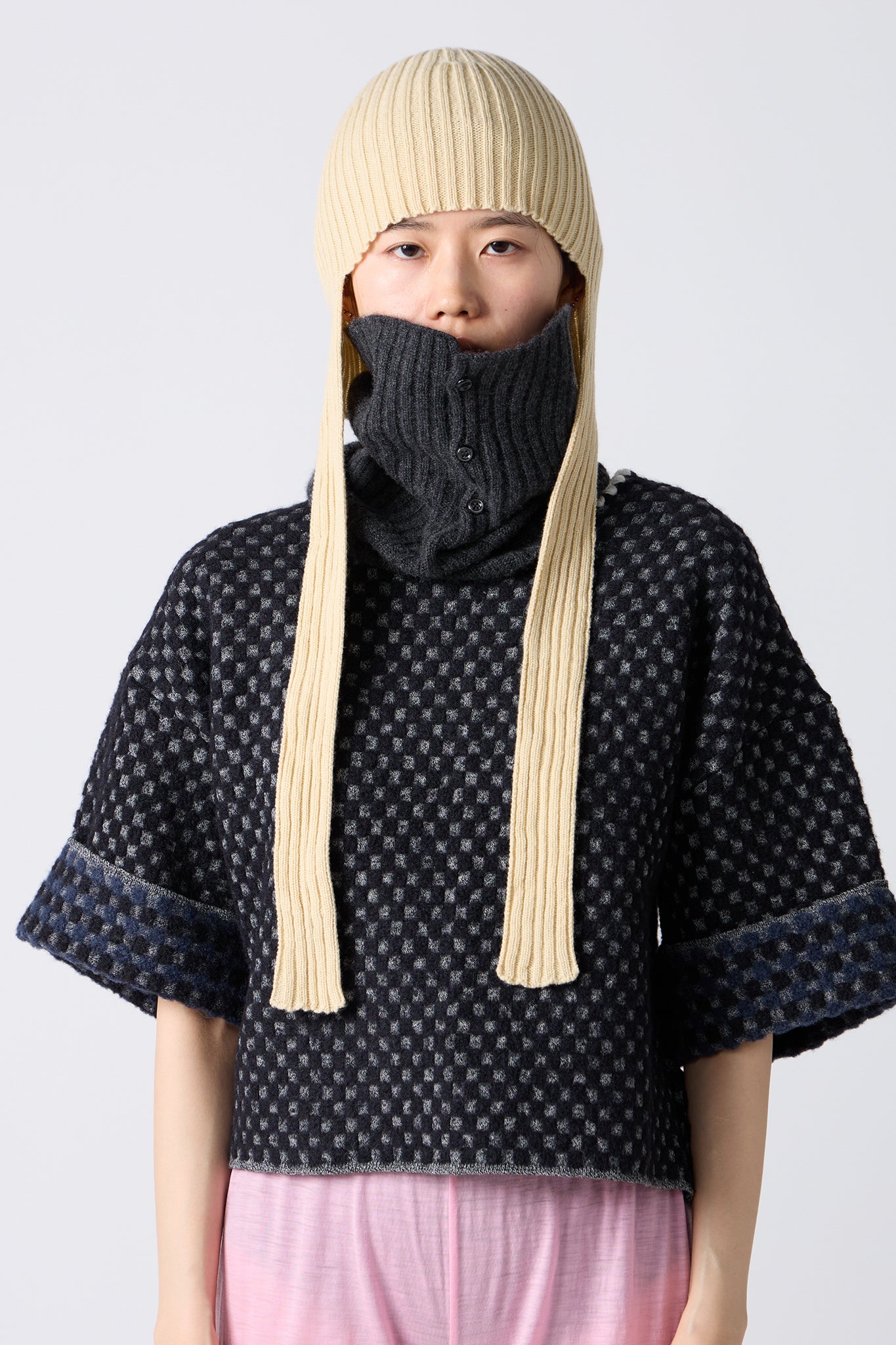 babaco"CASHMERE RIBBED KNIT CAP / CREAM"