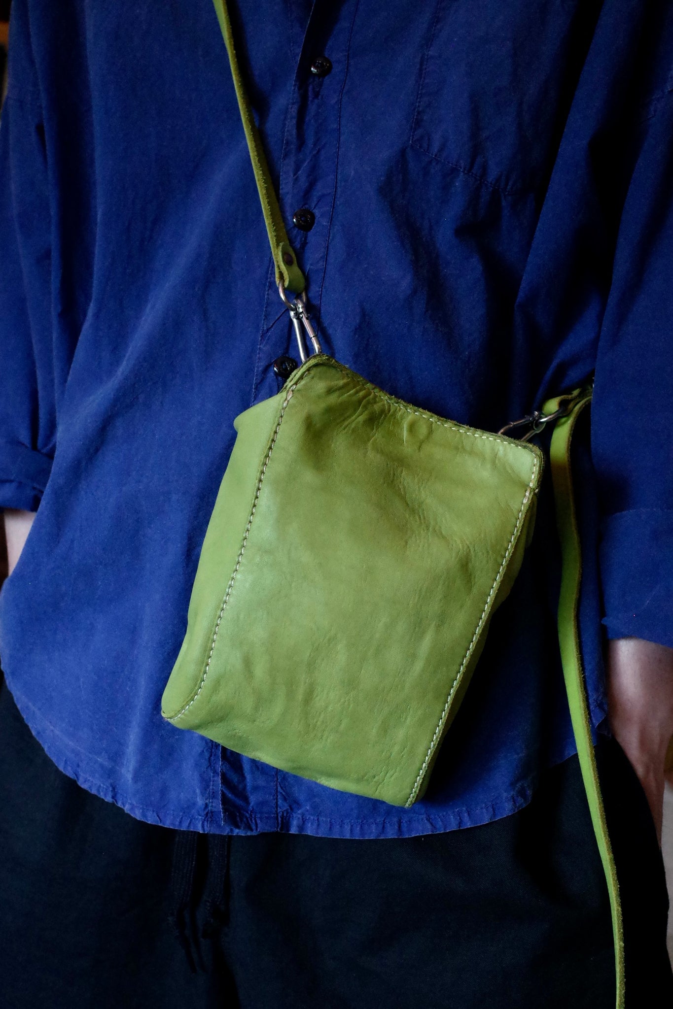 GUIDI "RT03 CROSS BODY BAG/YELLOW GREEN"