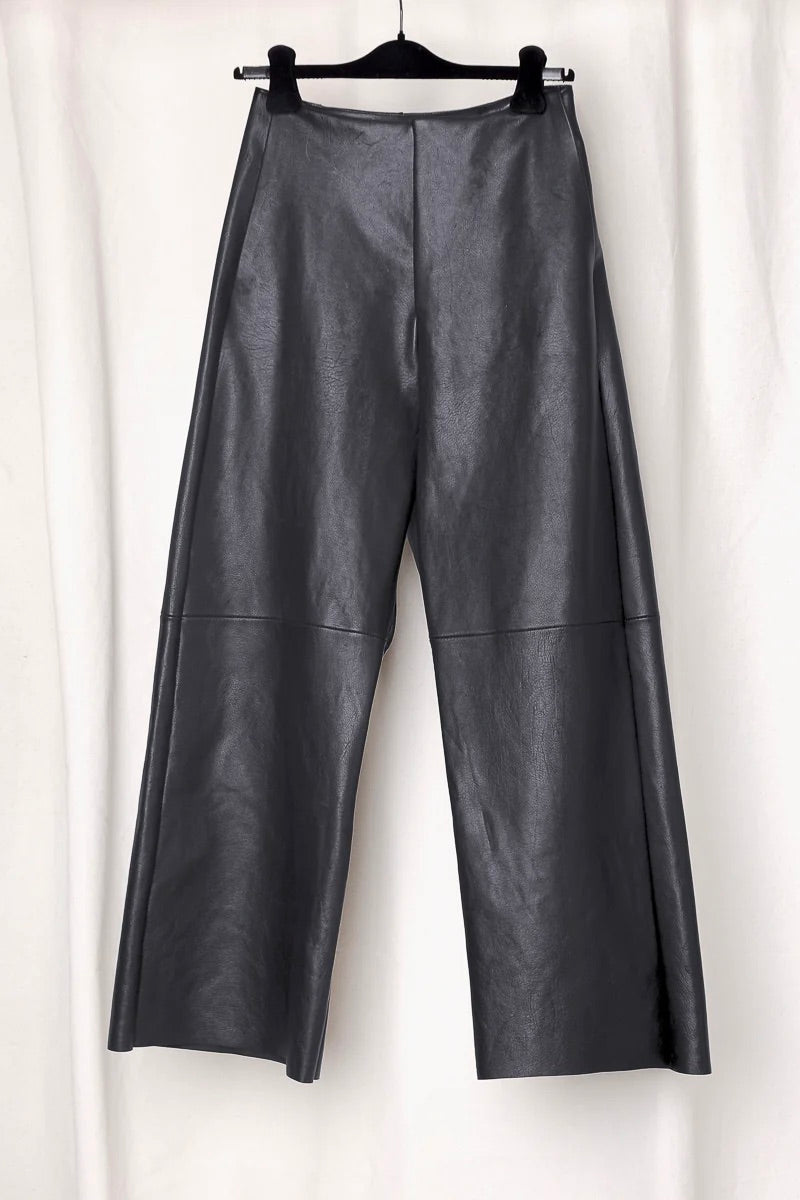 GABRIELA COLL GARMENTS "NO.249 LEATHER FULL TROUSERS / BLACK"