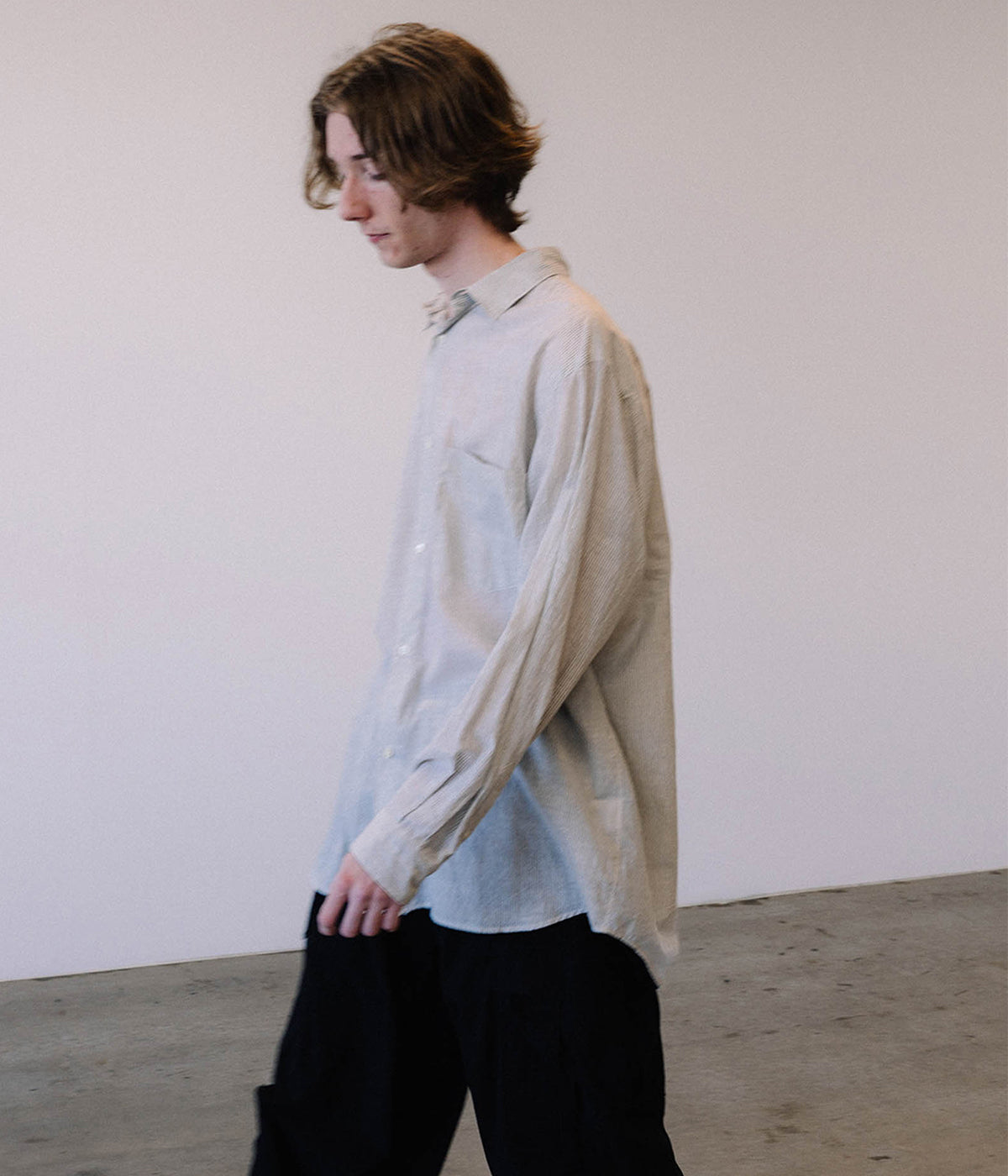 【今期販売なし希少】ストライプKHADI カディコットン　コモリシャツ KHADIコットン コモリシャツ ストライプSize2