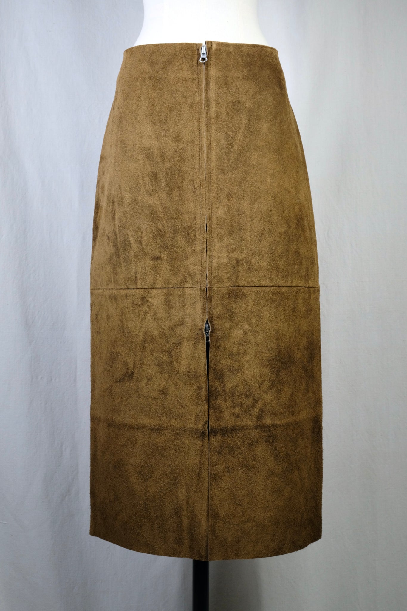 Gabriela Coll Garments "NO.296 LEATHER PANEL SKIRT BROWN SUEDE"