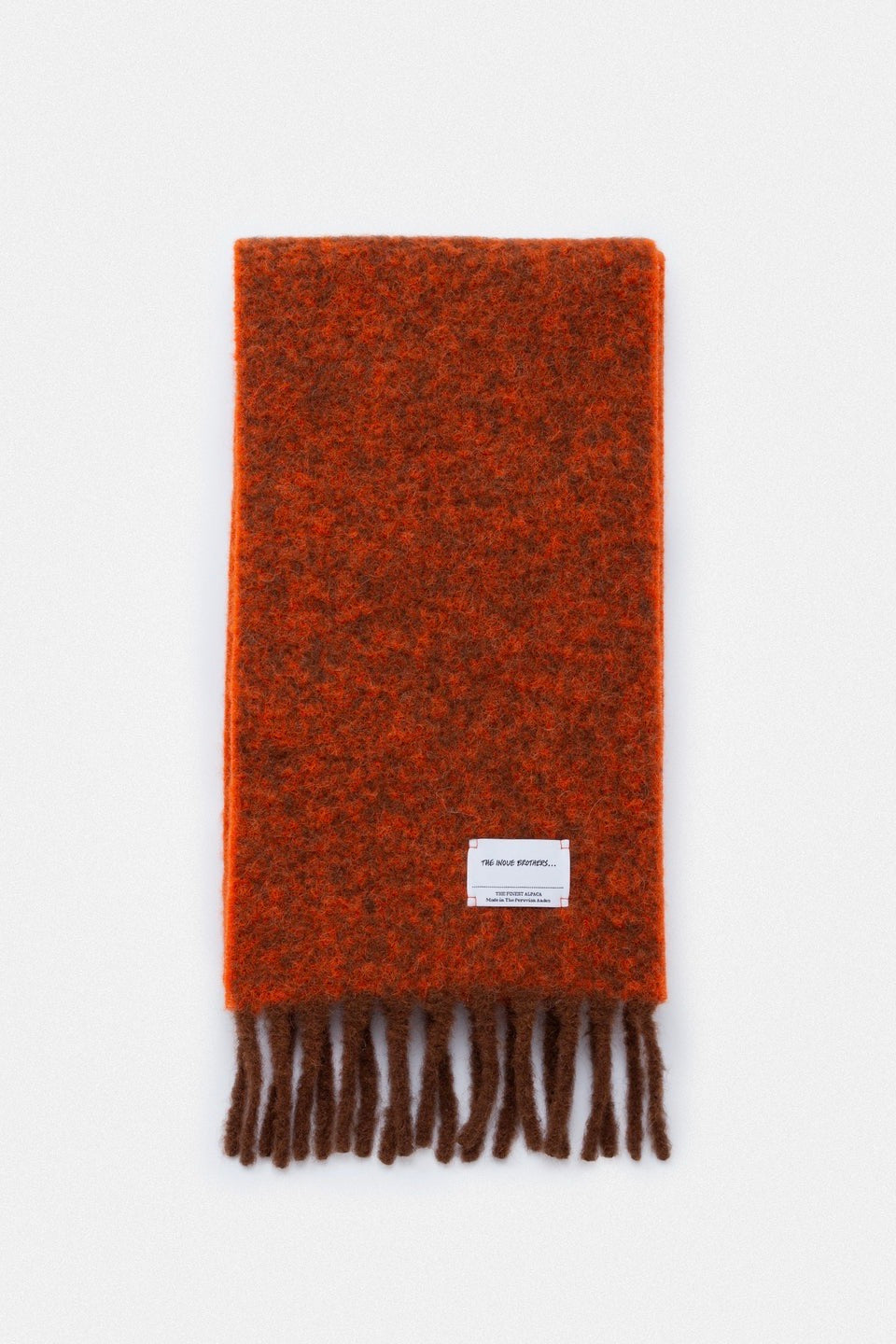 THE INOUE BROTHERS..."TWO COLOUR WOOLLY SCARF / BROWN/ORANGE"