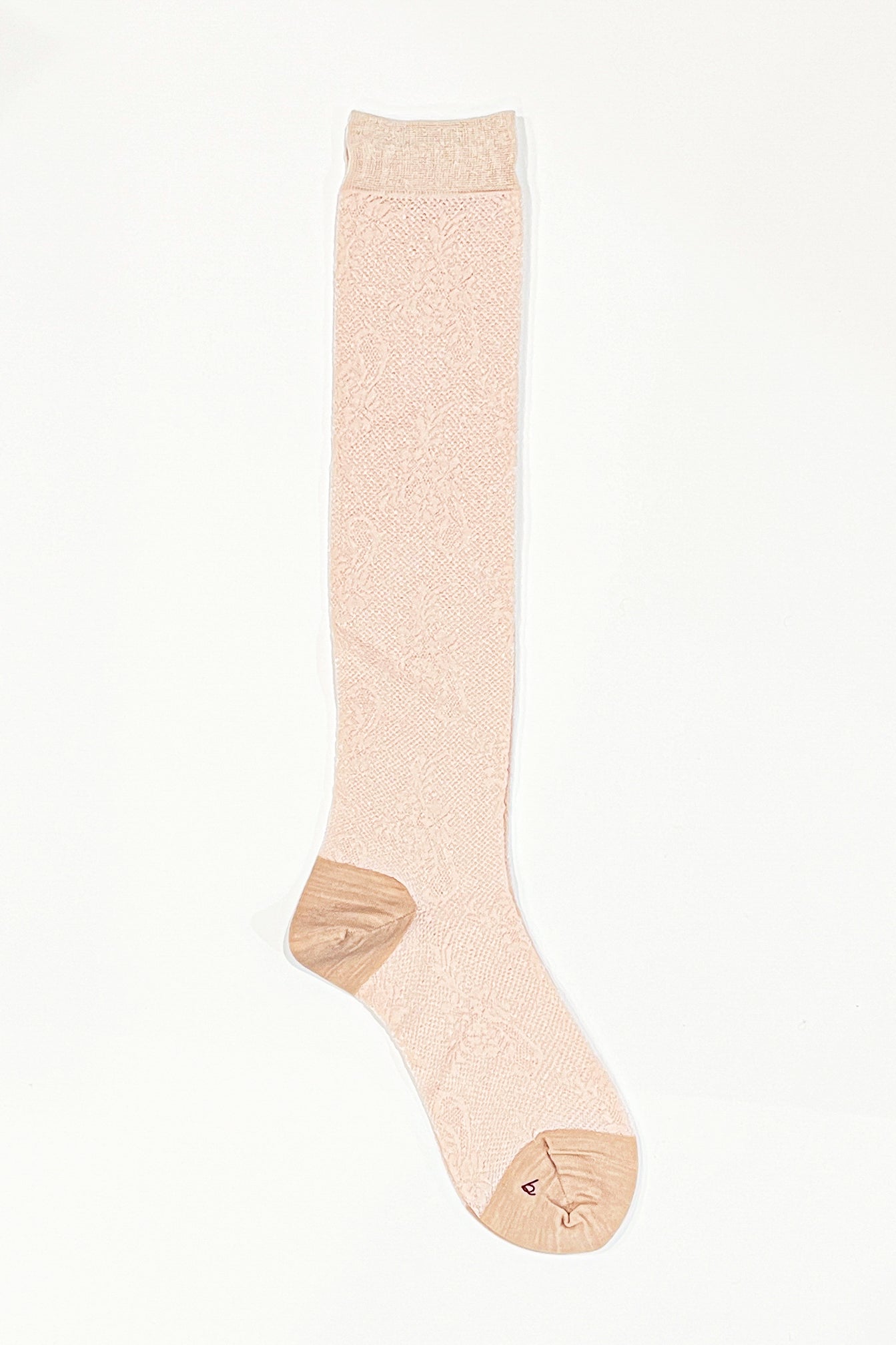 babaco "FLORAL LACE KNEE HIGH SOCKS / LT.PINK"