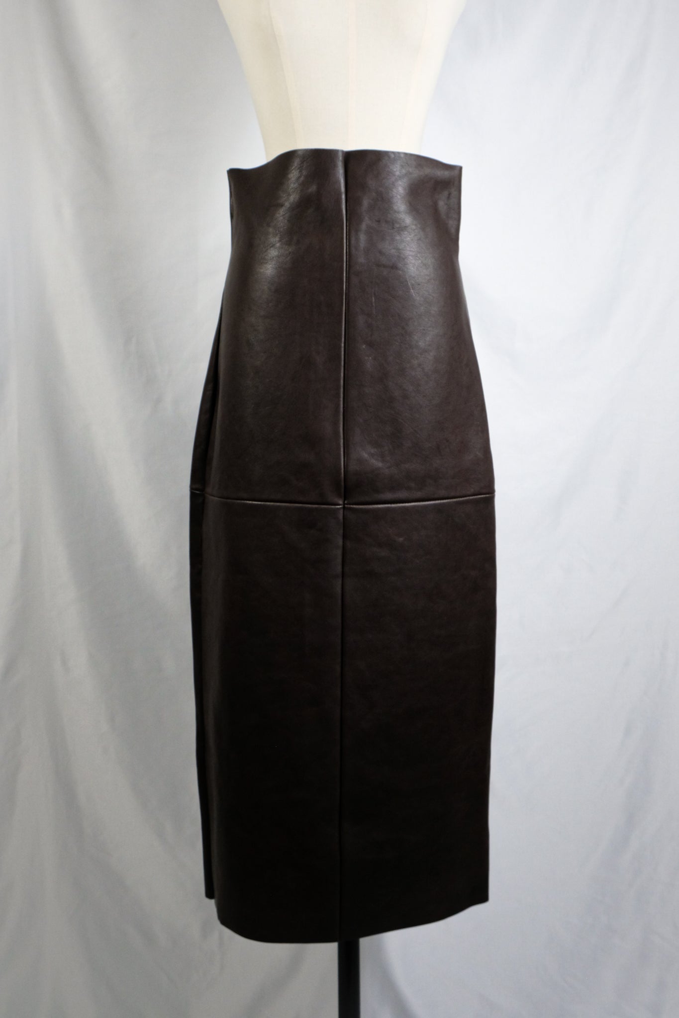 GABRIELA COLL GARMENTS "NO.69 LEATHER HIGH WAIST SKIRT / BROWN"