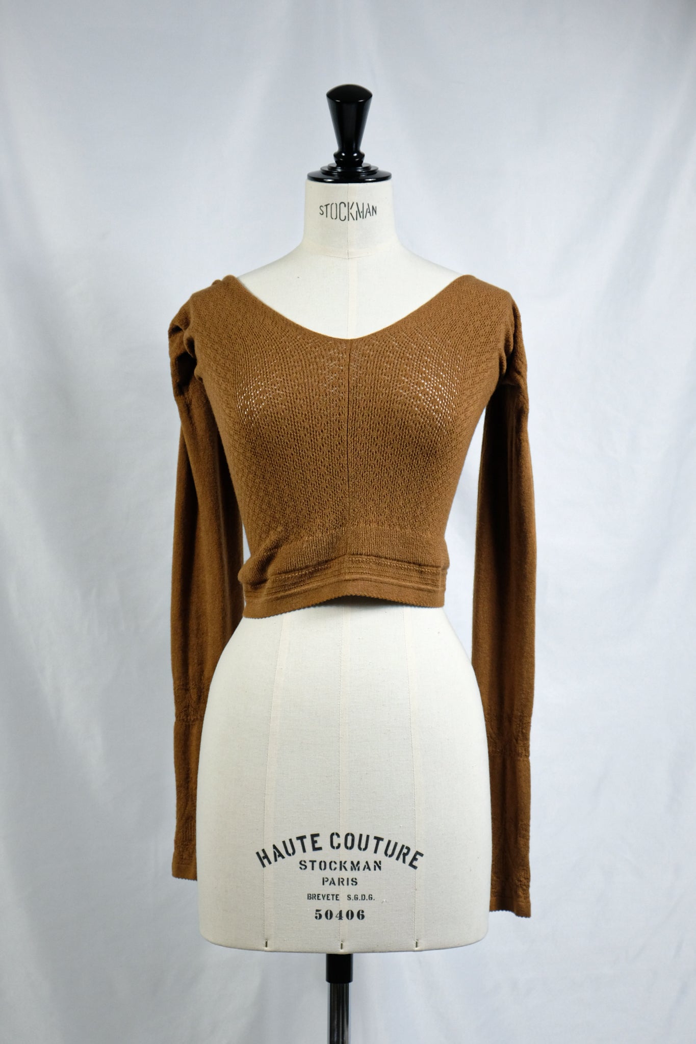 FUMIKA_UCHIDA "SILK LACE KNITTING TIGHTS TOP / LIGHT BROWN"