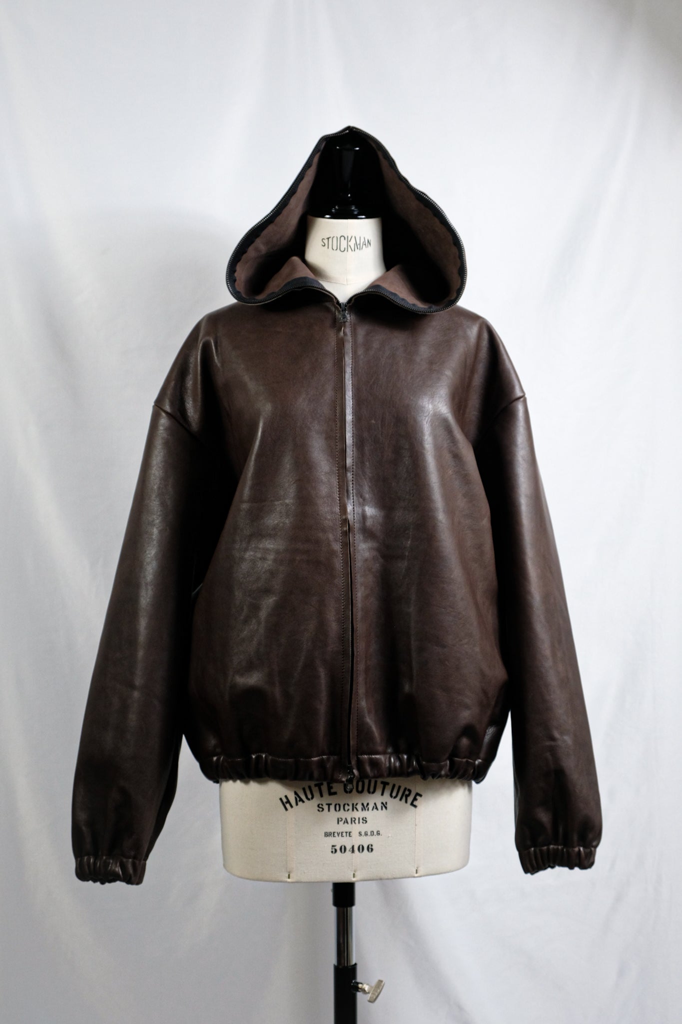 Gabriela Coll Garments "NO.216 LEATHER HOODED ZIPPER JACKET / BROWN" 