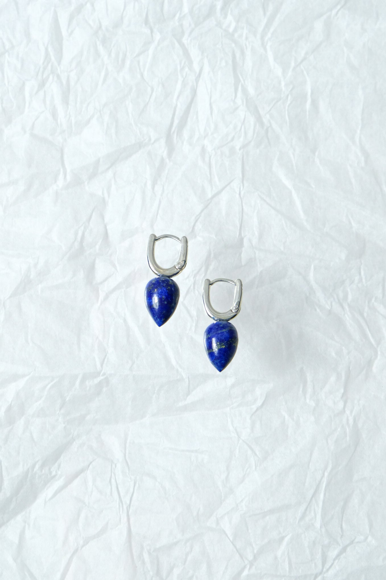 R.ALAGAN "DEWDROP STONE HOOPS / LAPIS" 