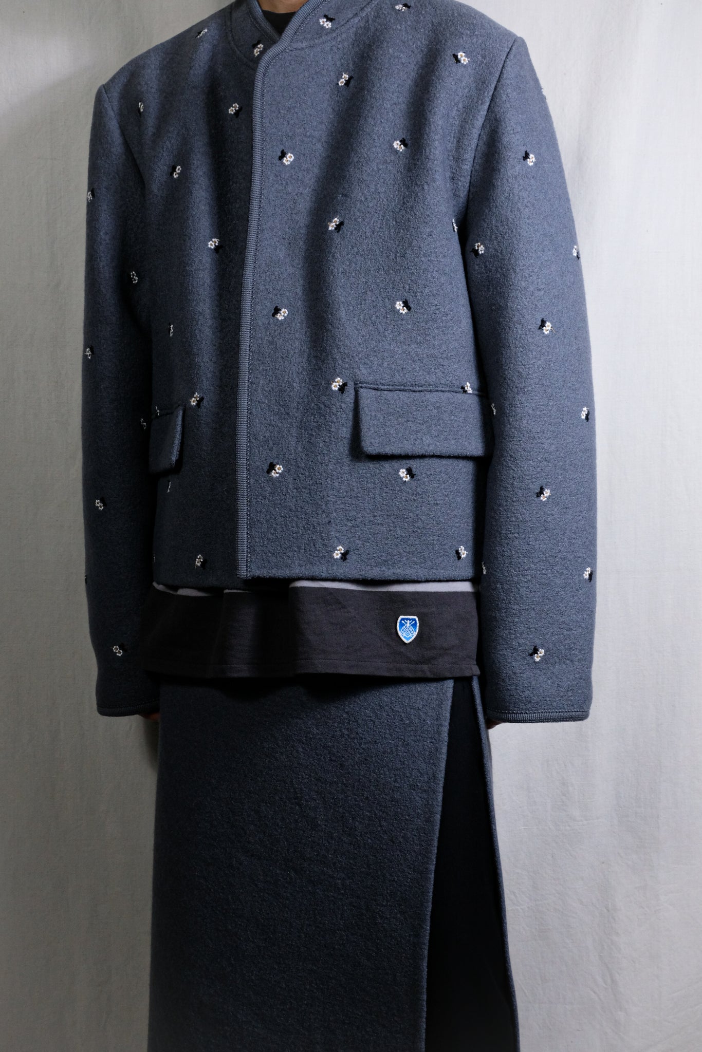 RIER "WALKER JACKET CITY CROP CASTELROCK FLOWERS FELTED"