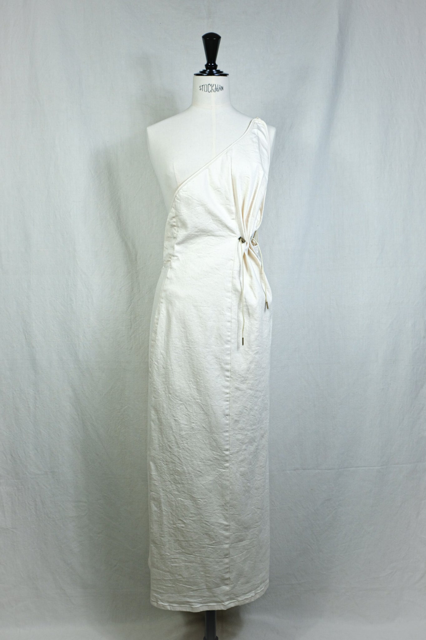 PHOTOCOPIEU "ONE-SHOULDER DRAWSTRING DRESS / GALLA D / ECRU" 