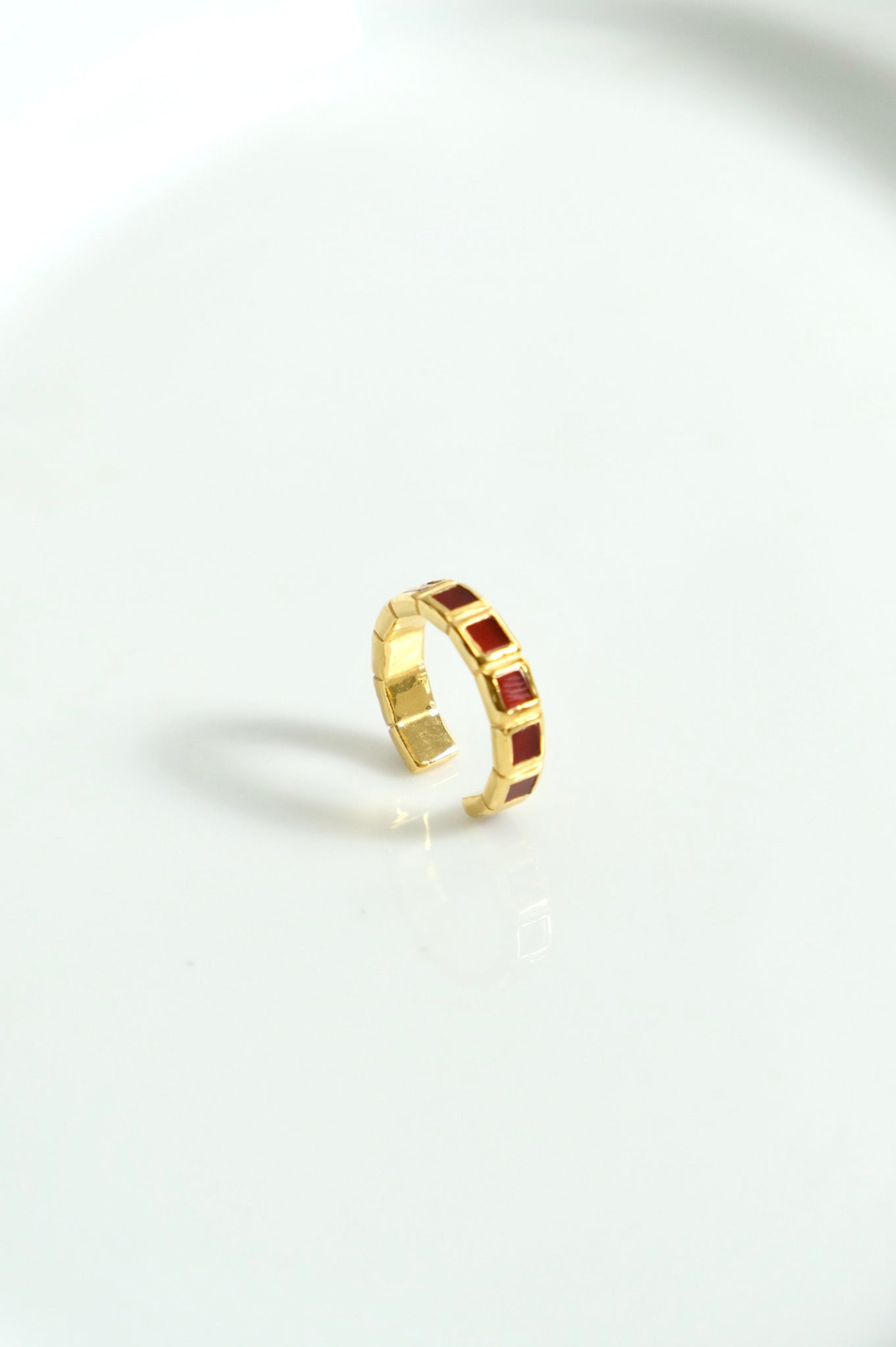 R.ALAGAN "SMALL TILE RING / RED AGATE"