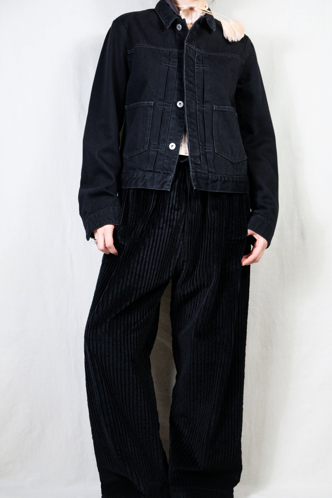 Gabriela Coll Garments "NO.287 CORDUROY FLAP POCKET TROUSERS / BLACK"