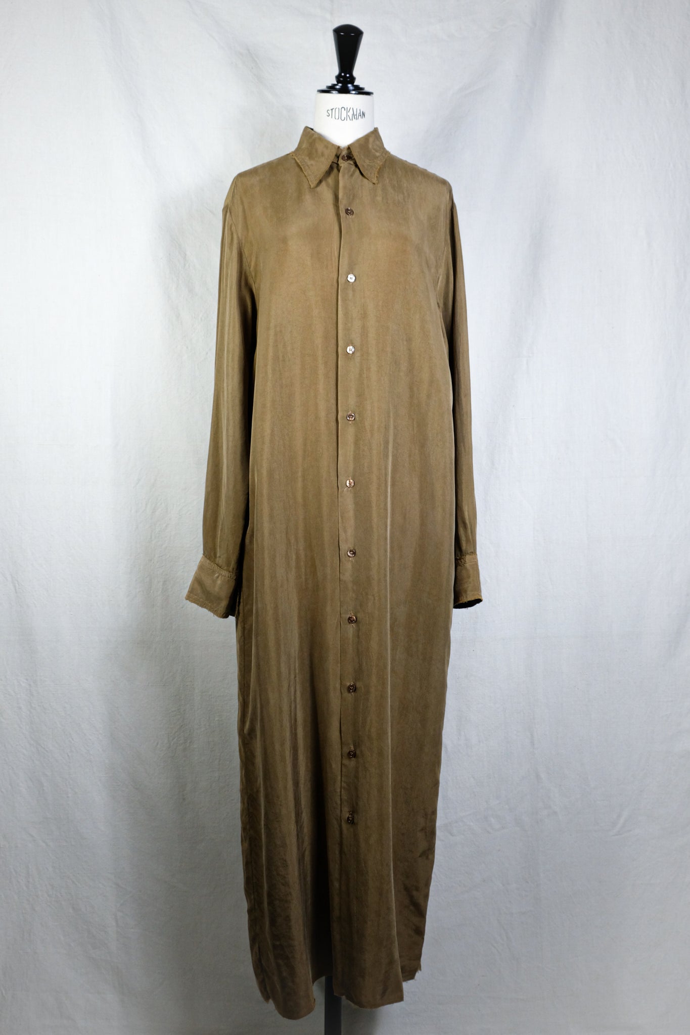 Gabriela Coll Garments "NO.291 CUPRO LONGSLEEVE SHIRT DRESS / BROWN"