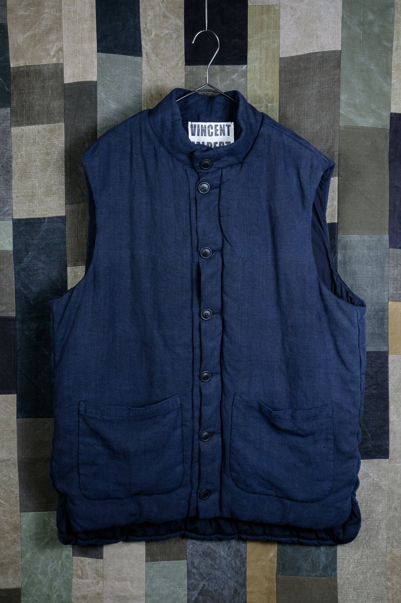 VINCENT JALBERT "QUILTED X-LARGE VEST / NAVY"