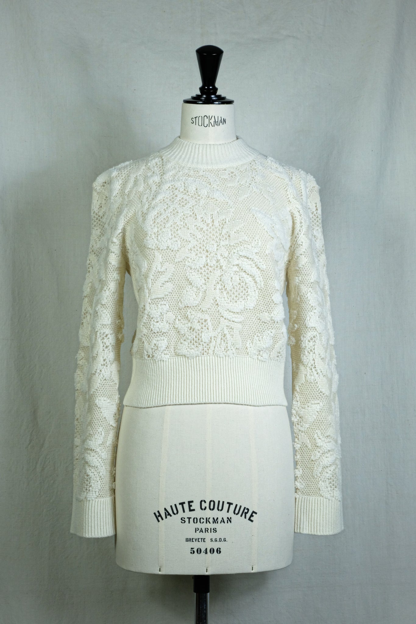 PHOTOCOPIEU "SQUARE SHOULDER LACE JACQUARD SWEATER(MIRIAM)IVORY" 