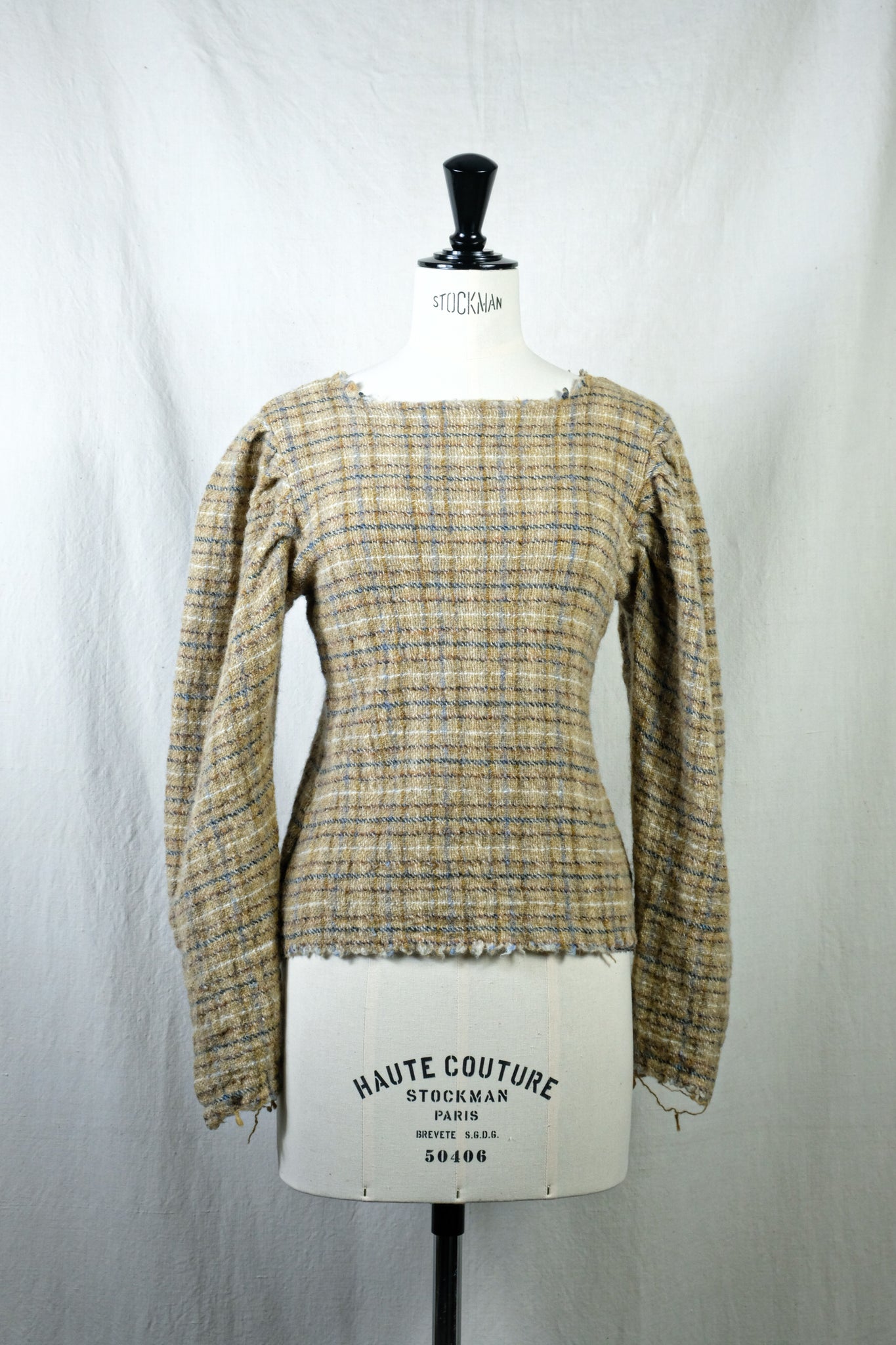 FUMIKA_UCHIDA "GAUZE PLAID LONG SLEEVE TOP / PLAID BEIGE" 