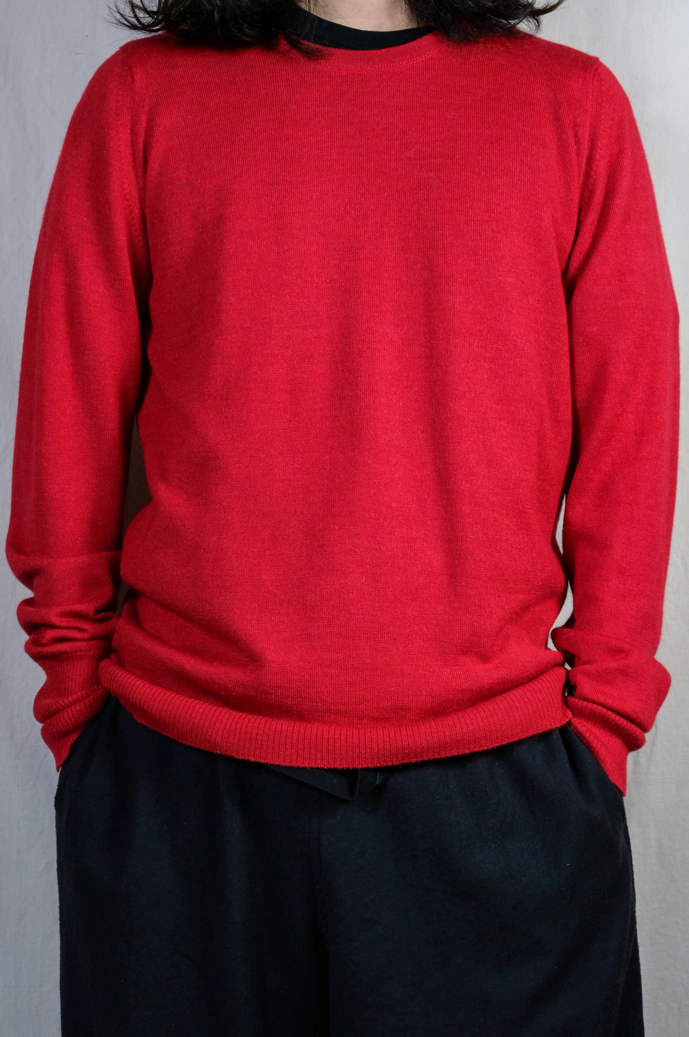 【40%OFF】THE INOUE BROTHERS... "HIGH GAUGE CREW NECK PULLOVER / RED"
