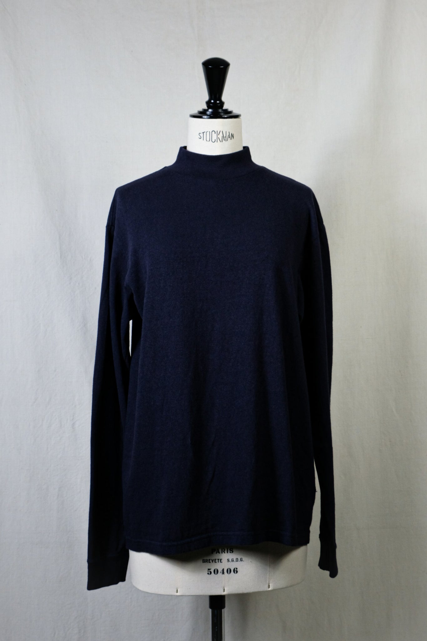 FilMelange "DOUG/ORGANIC COTTON HIGH NECK TOP/BLACK NAVY"