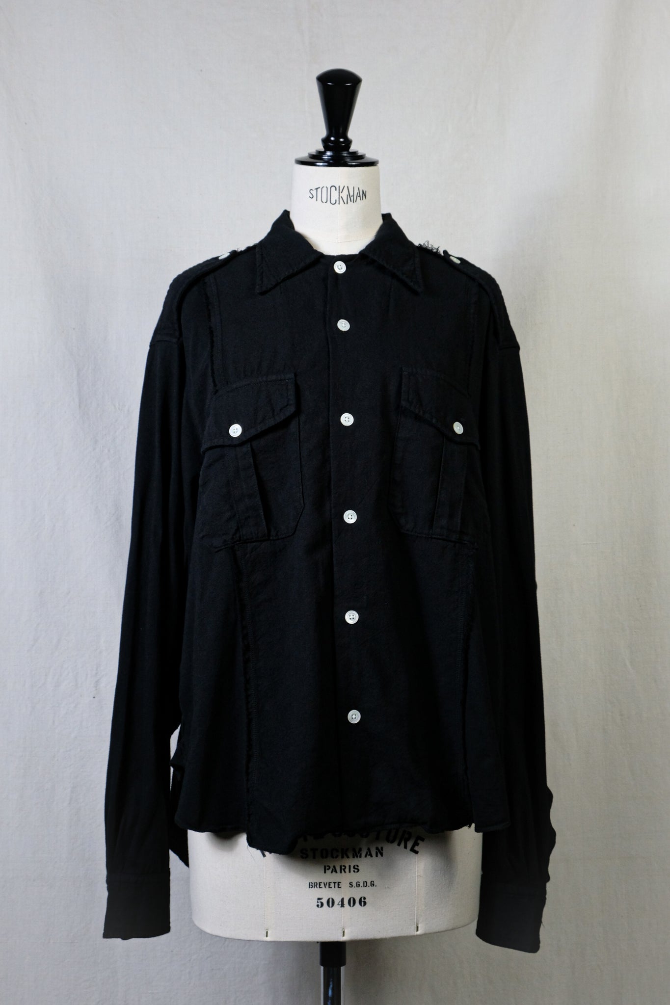 CURRENTAGE"PATCHWORK JERSEY SHIRT BLACK"