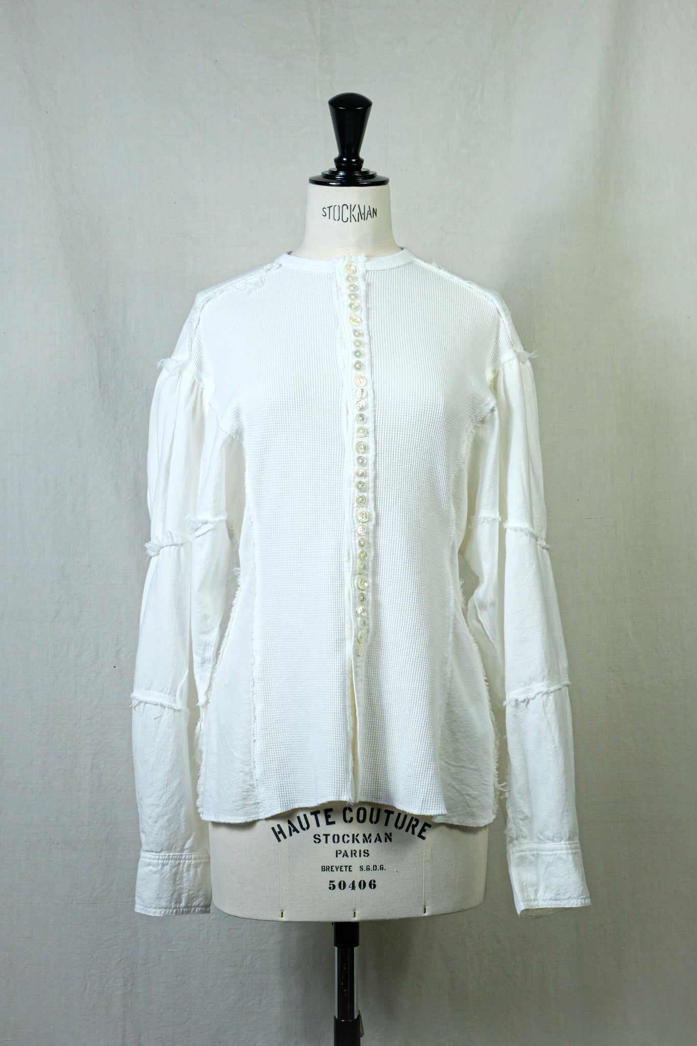 CURRENTAGE"PATCHWORK JERSEY SHIRT WHITE"