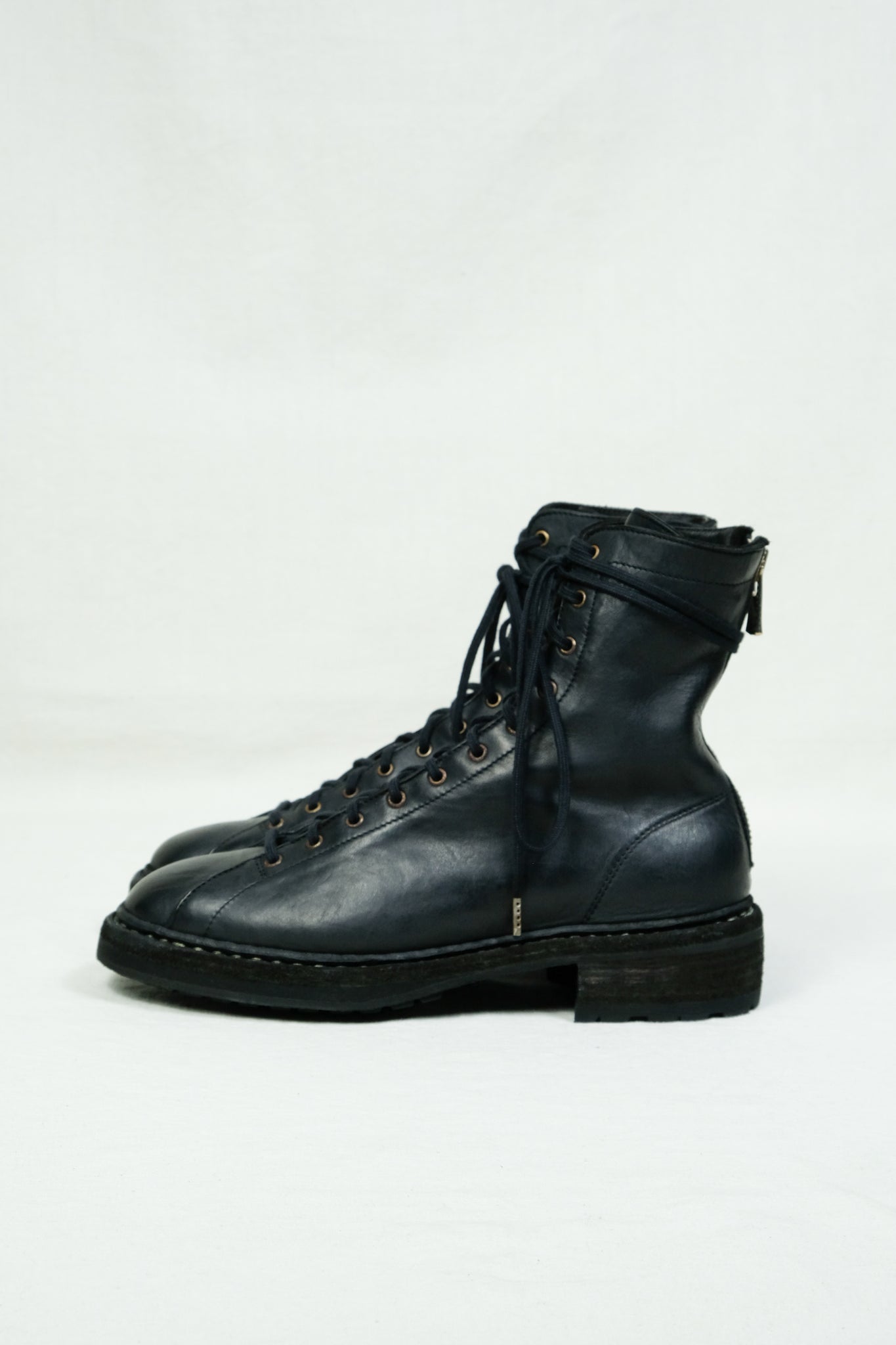 GUIDI "5212BZV HORSE FULL GRAIN LACED UP BACK ZIP BOOT / BLACK"