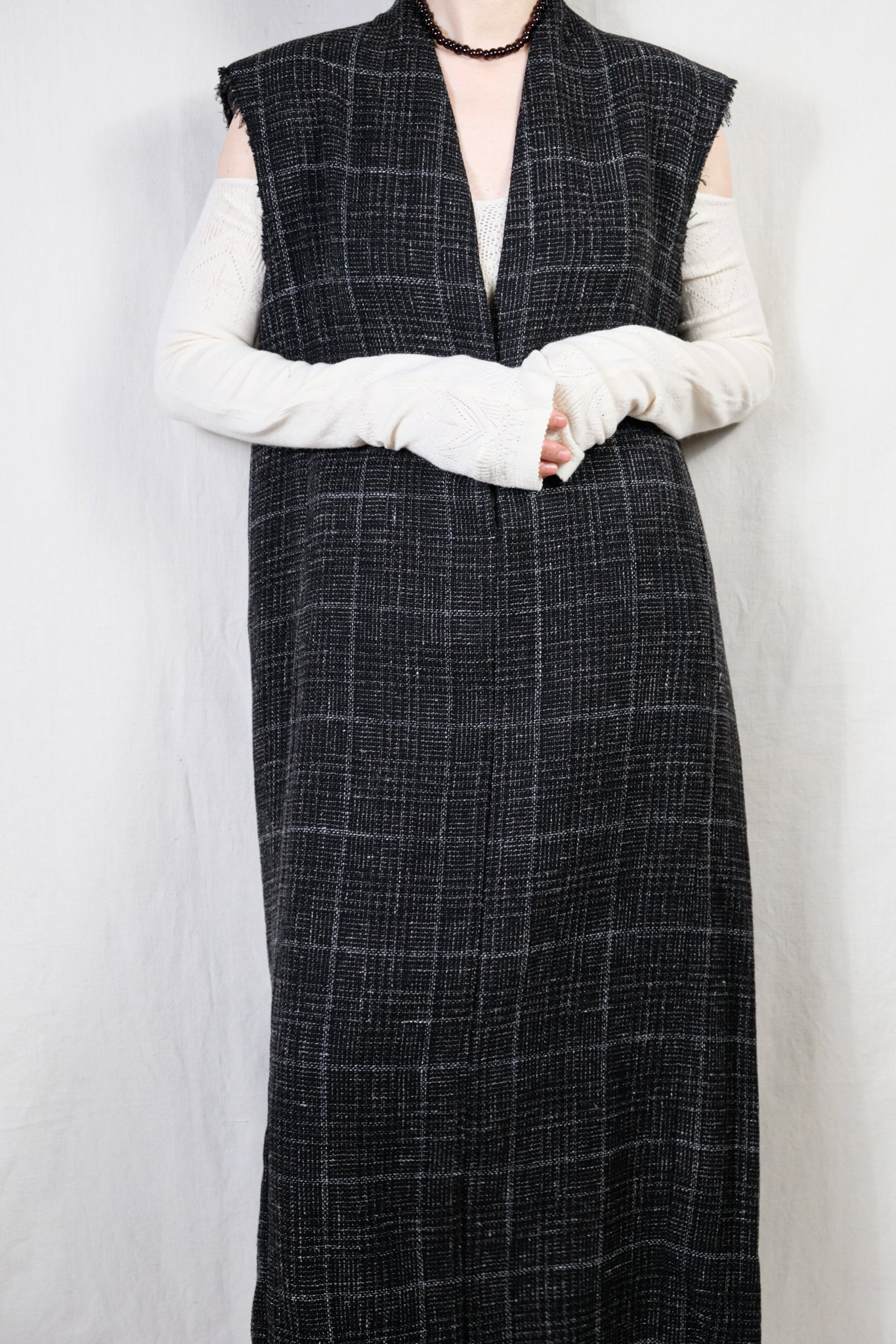 FUMIKA_UCHIDA "SILK LACE KNITTING TIGHTS TOP / OFF WHITE"