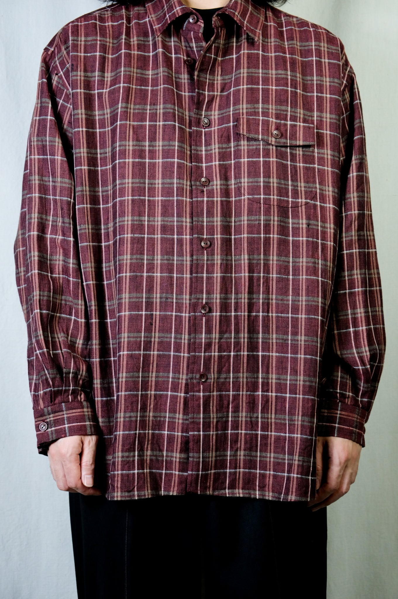 Gorsch the merry coachman × LOCALERS "VINTAGE FABRIC WIDE SHIRT / RED CHECK"