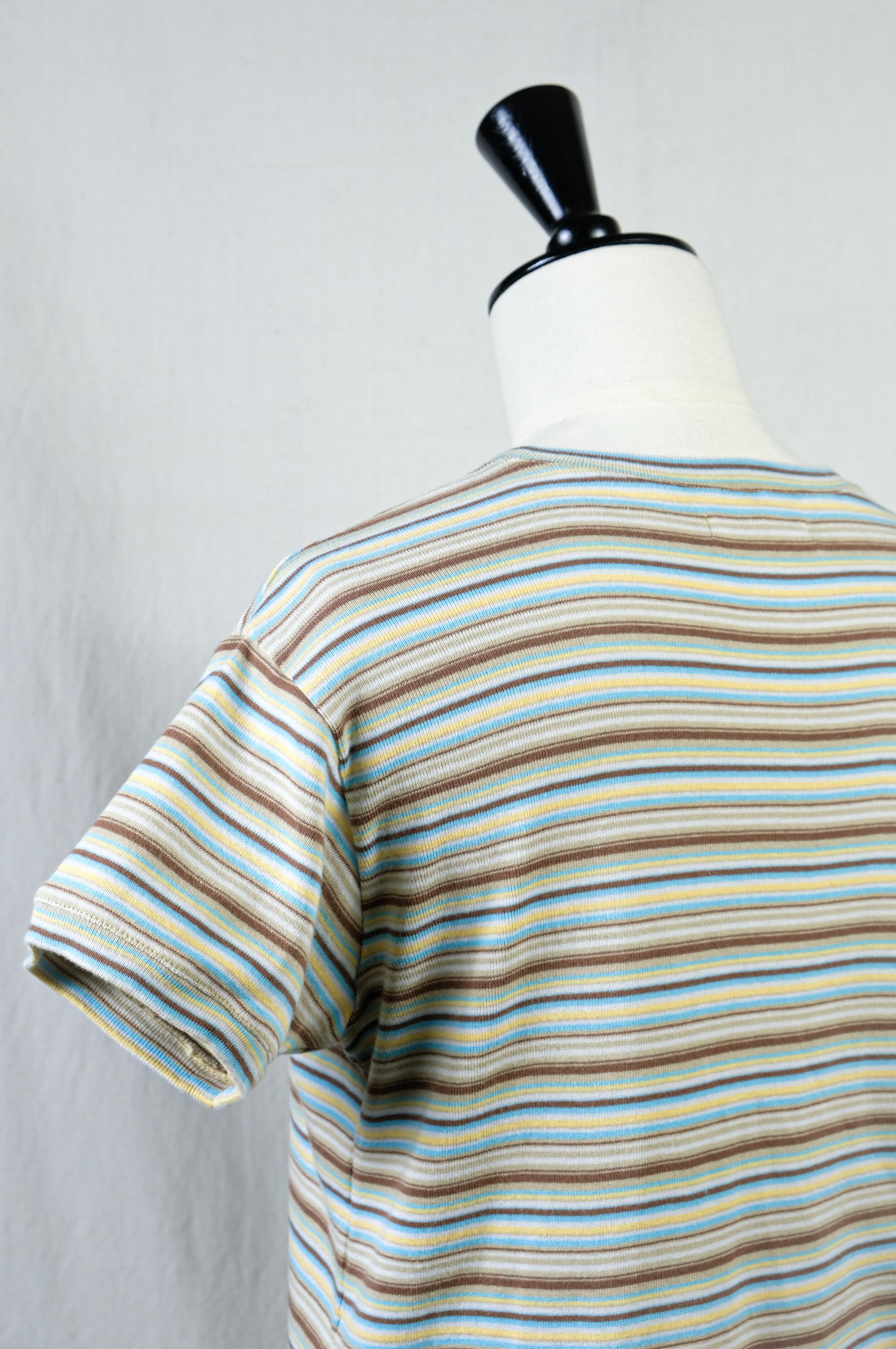 FUMIKA UCHIDA / MULTICOLOR STRIPE T-SHIRT / BROWN/BORDEAUX