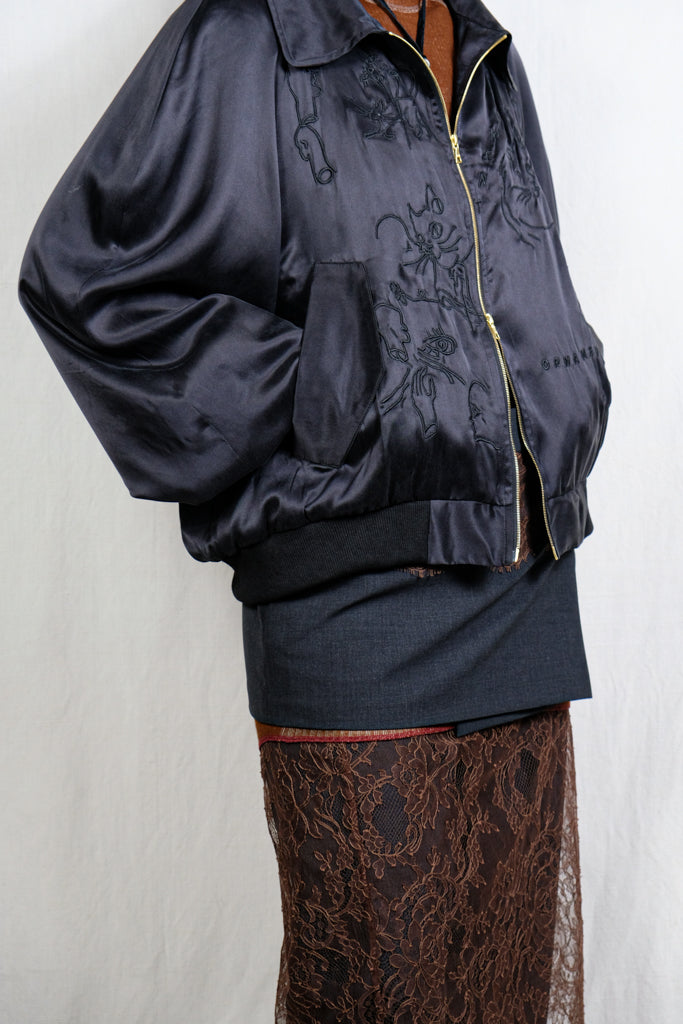 WONDEROUND"BOMBER JACKET / EMBROIDERY / BLACK"