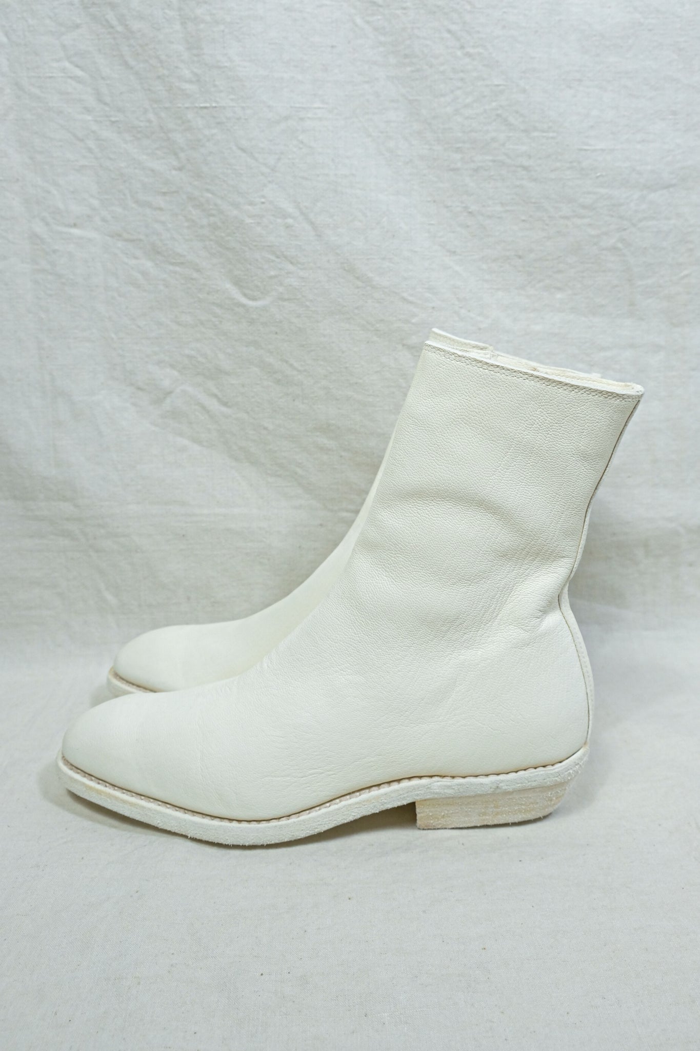 GUIDI "VG07 W GOAT FULL GRAIN SIZE ZIP BOOTS / WHITE"