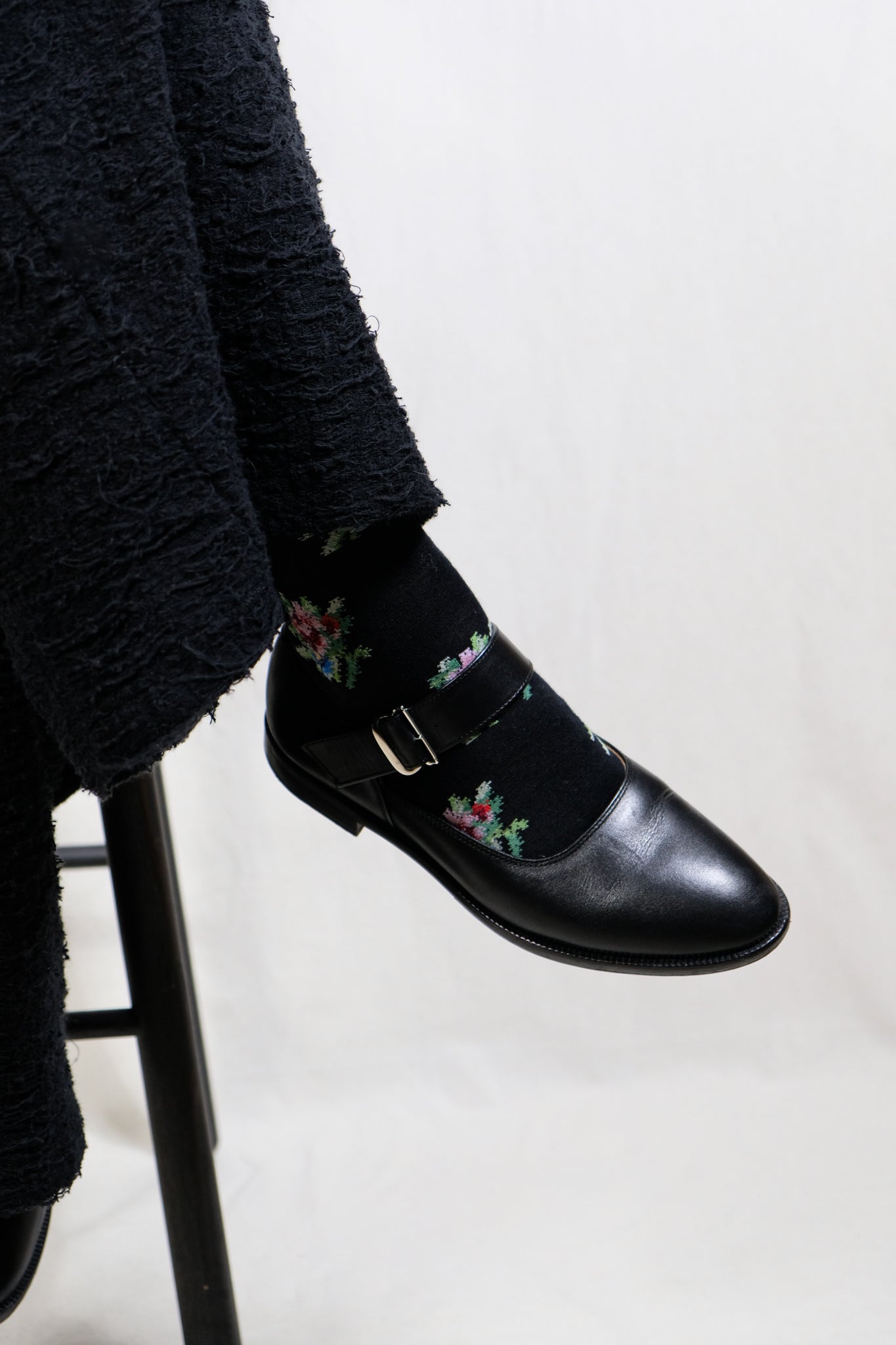 babaco "ROSE KNEE HIGH SOCKS / BLACK"