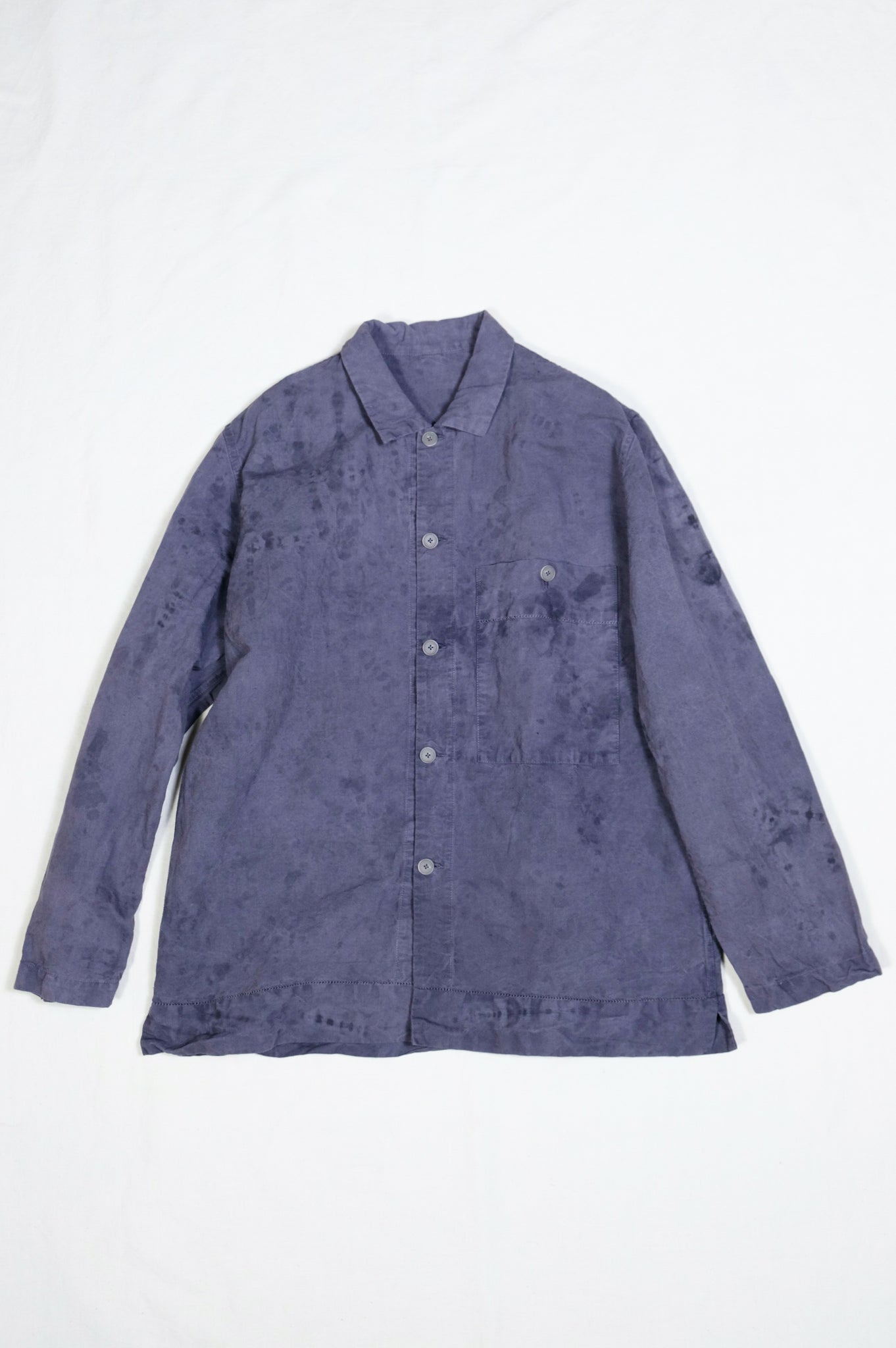 OLIVER CHURCH "OVER SHIRT / VINTAGE FRENCH COTTON,LINEN / ANTHRACITE"
