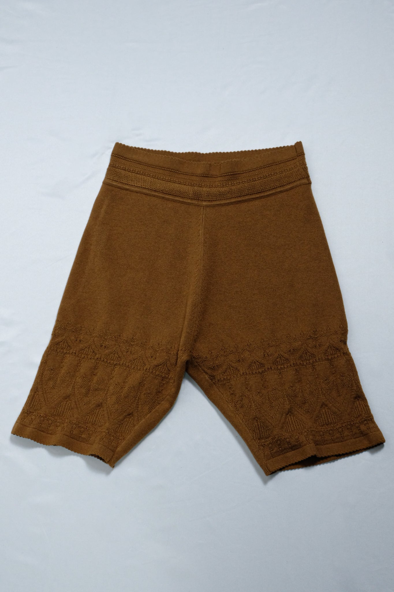 FUMIKA_UCHIDA "SILK LACE KNITTING GIRDLE / LIGHT BROWN" 