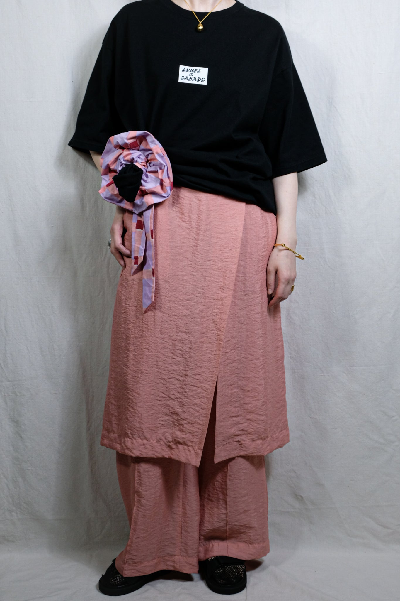 CURRENTAGE "LAYERED PANTS / PINK"