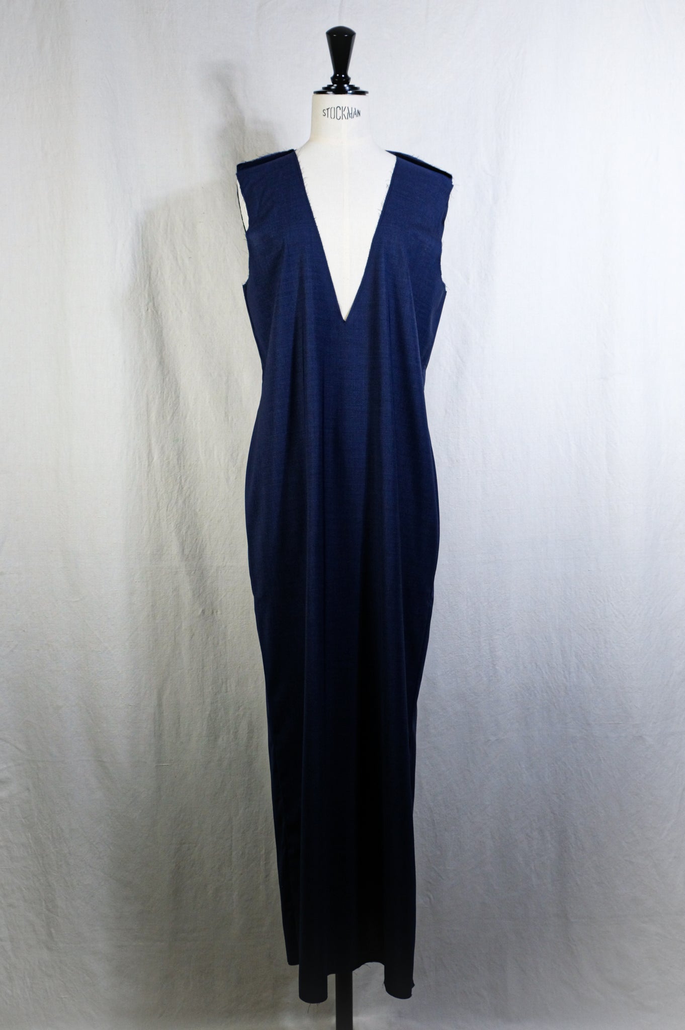 Gabriela Coll Garments "NO.61 LORO PIANA FINE WOOL V-NECK DRESS / BLUE"