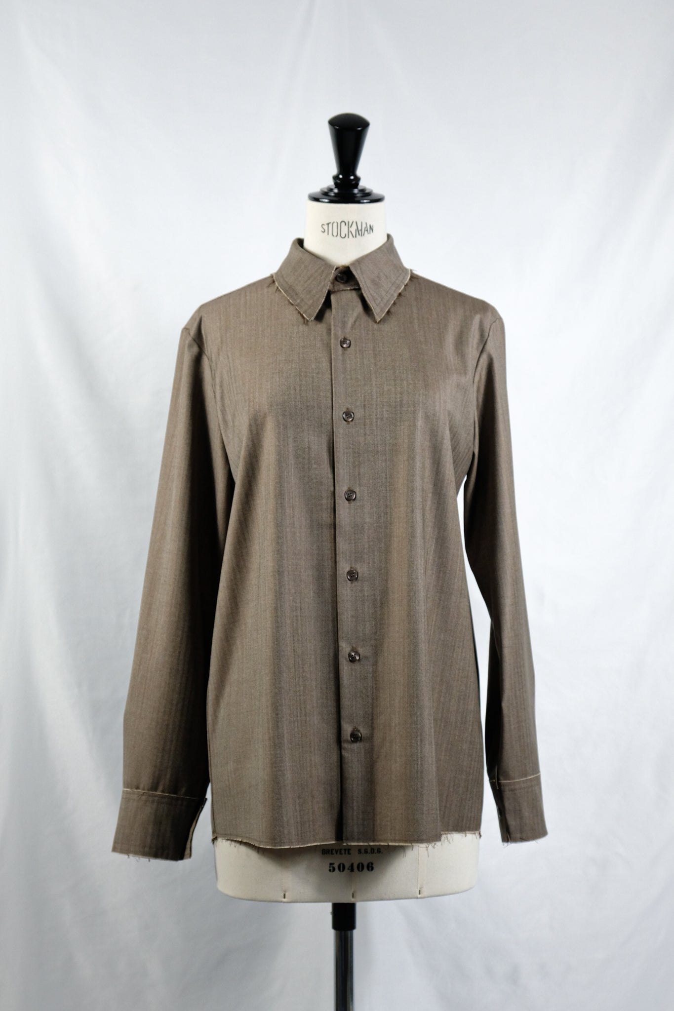 Gabriela Coll Garments "NO.197 FINE WOOL SHIRT / BROWN HERRINGBONE" 