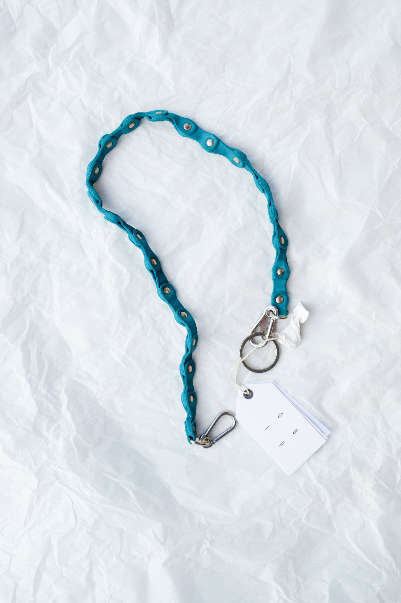 GUIDI "HB03 LEATHER WALLET CHAIN / TURQUOISE"