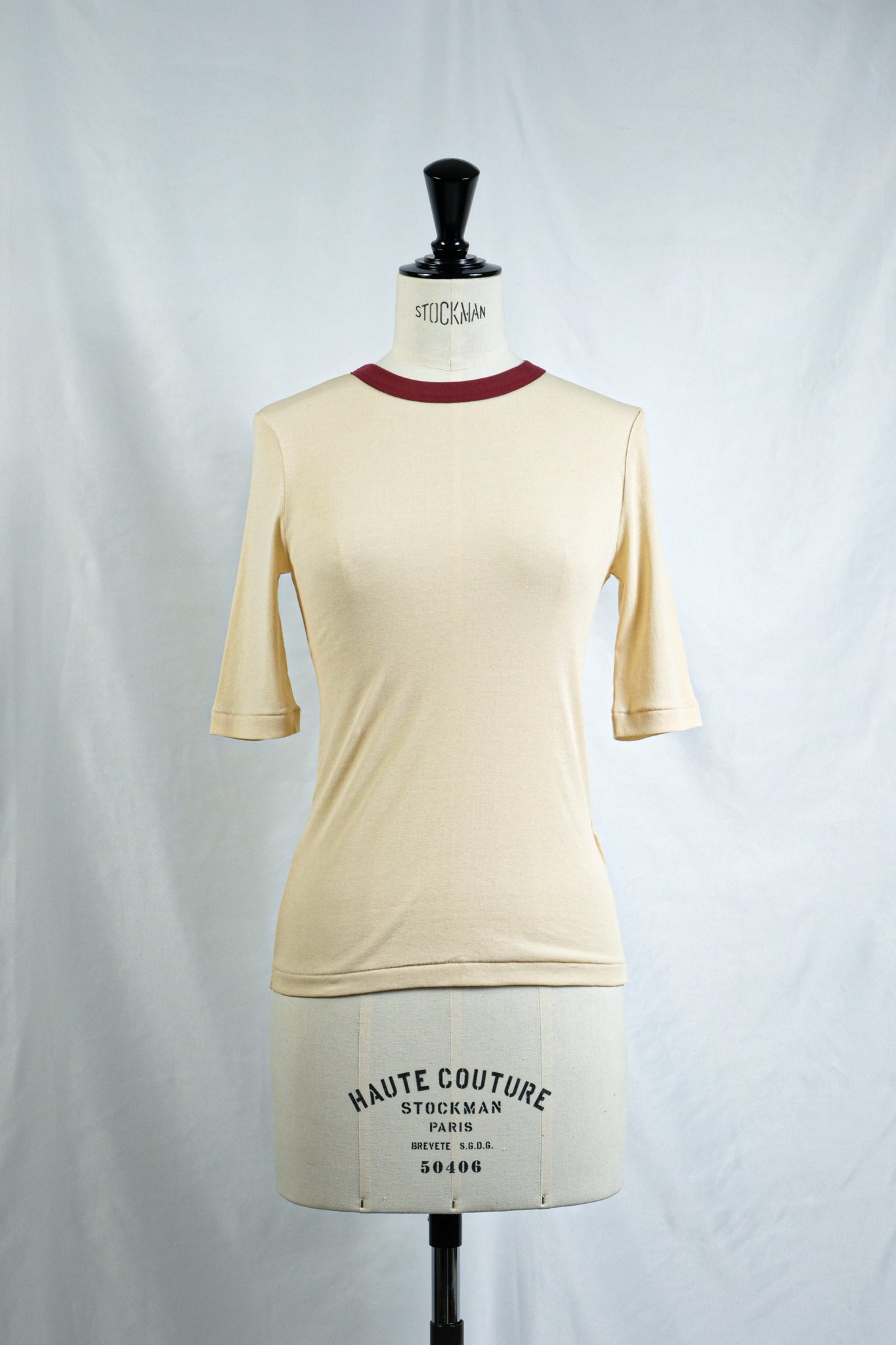 babaco"TWISTED COTTON HALF SLEEVE T-SHIRT / BEIGE"