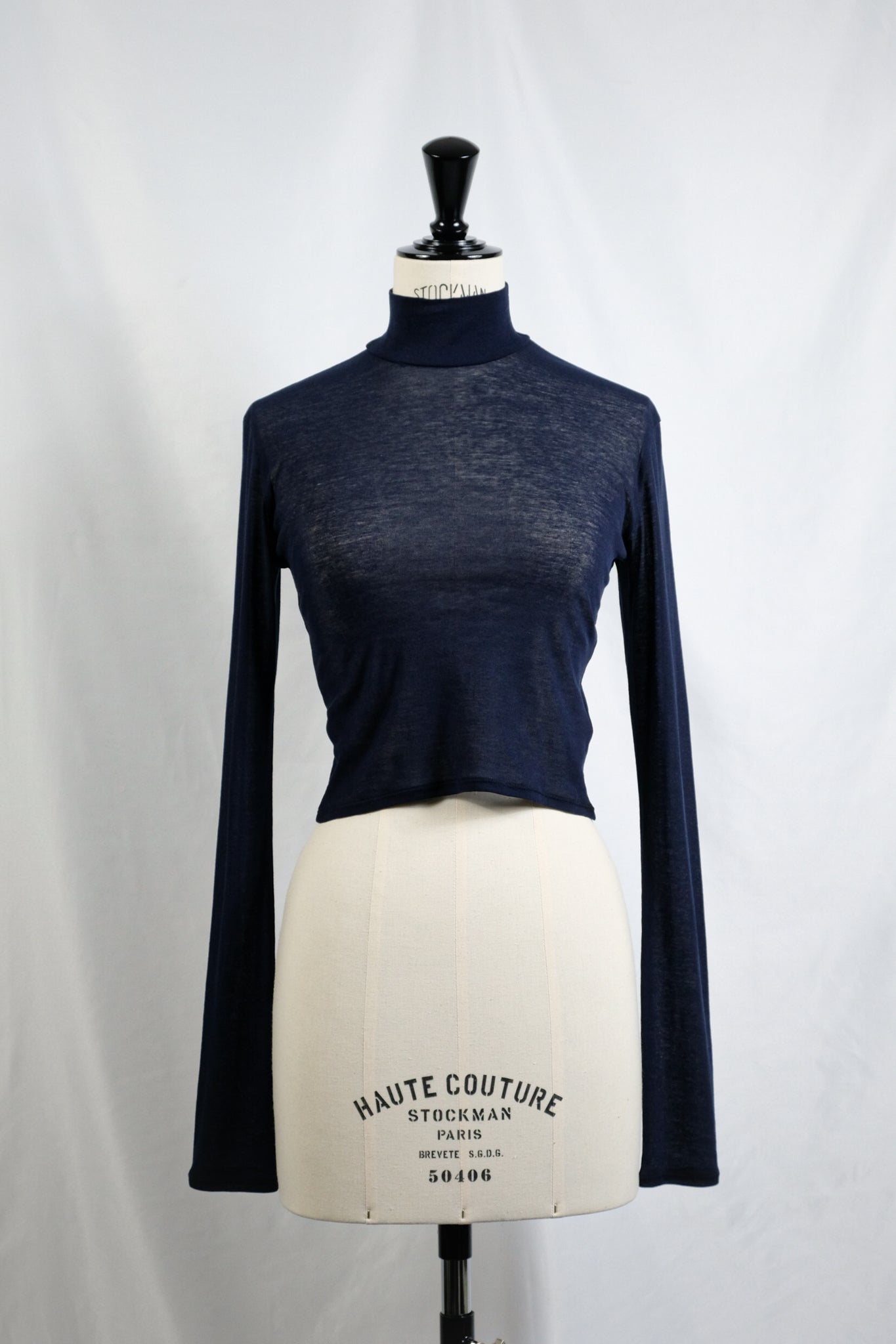 Tu es mon Tresor "HIGH NECK CROPPED TOP / NAVY"