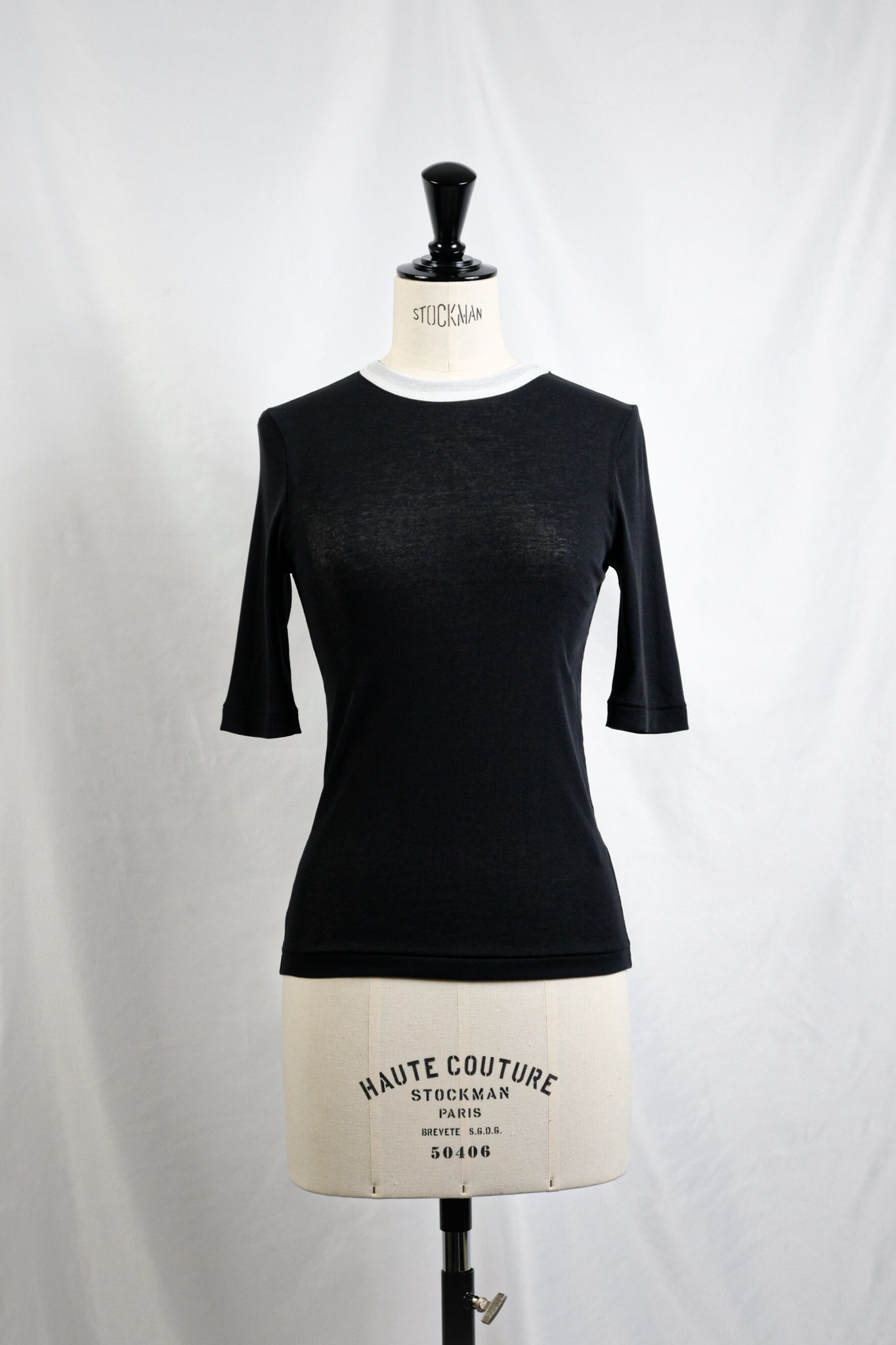 babaco"TWISTED COTTON HALF SLEEVE T-SHIRT / BLACK"